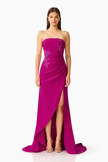 Dahlira Asymmetrical Gown in Orchid Pink