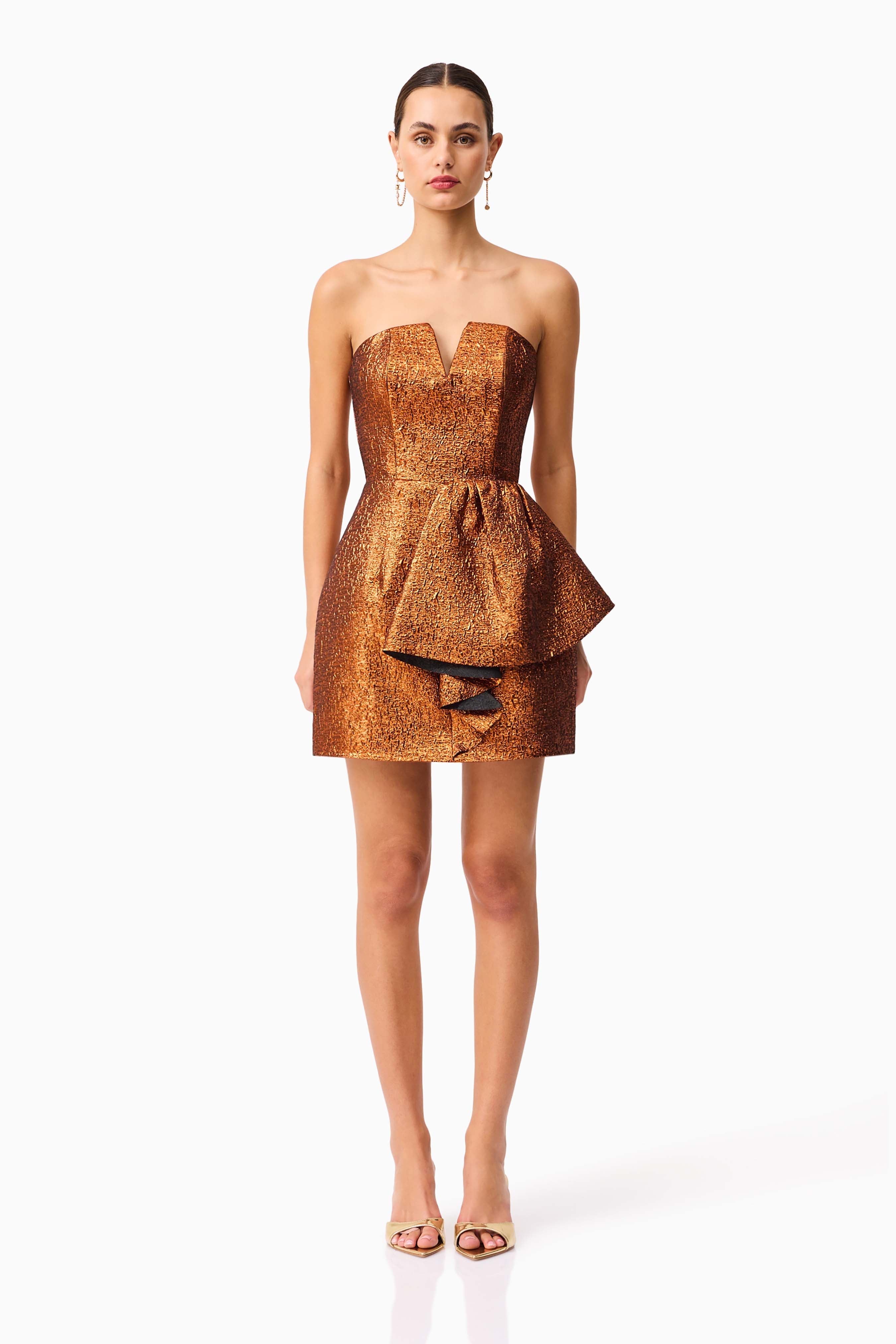 Sapphira Strapless Mini Dress in Orange