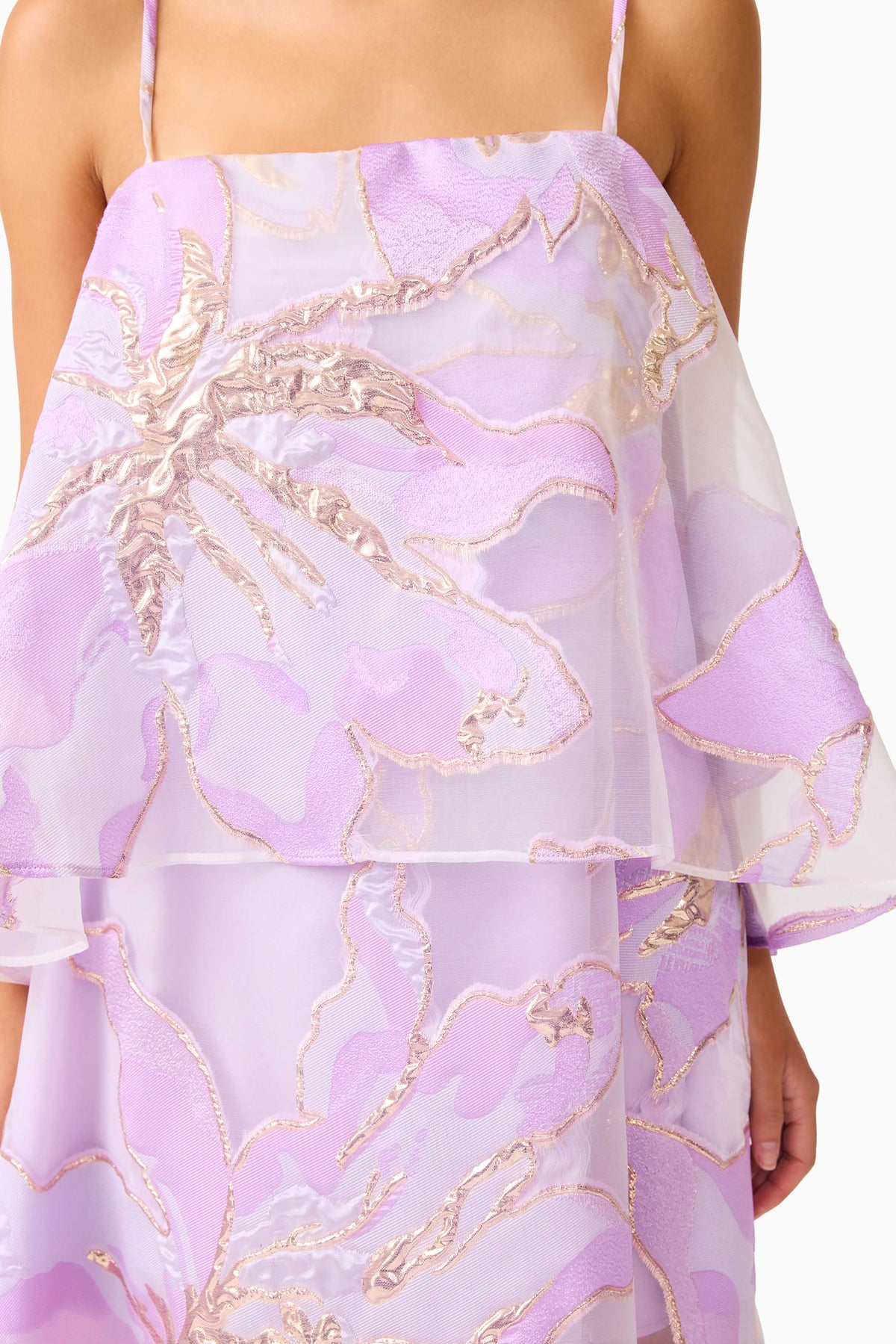 Elysia Tiered Gown in Purple Floral