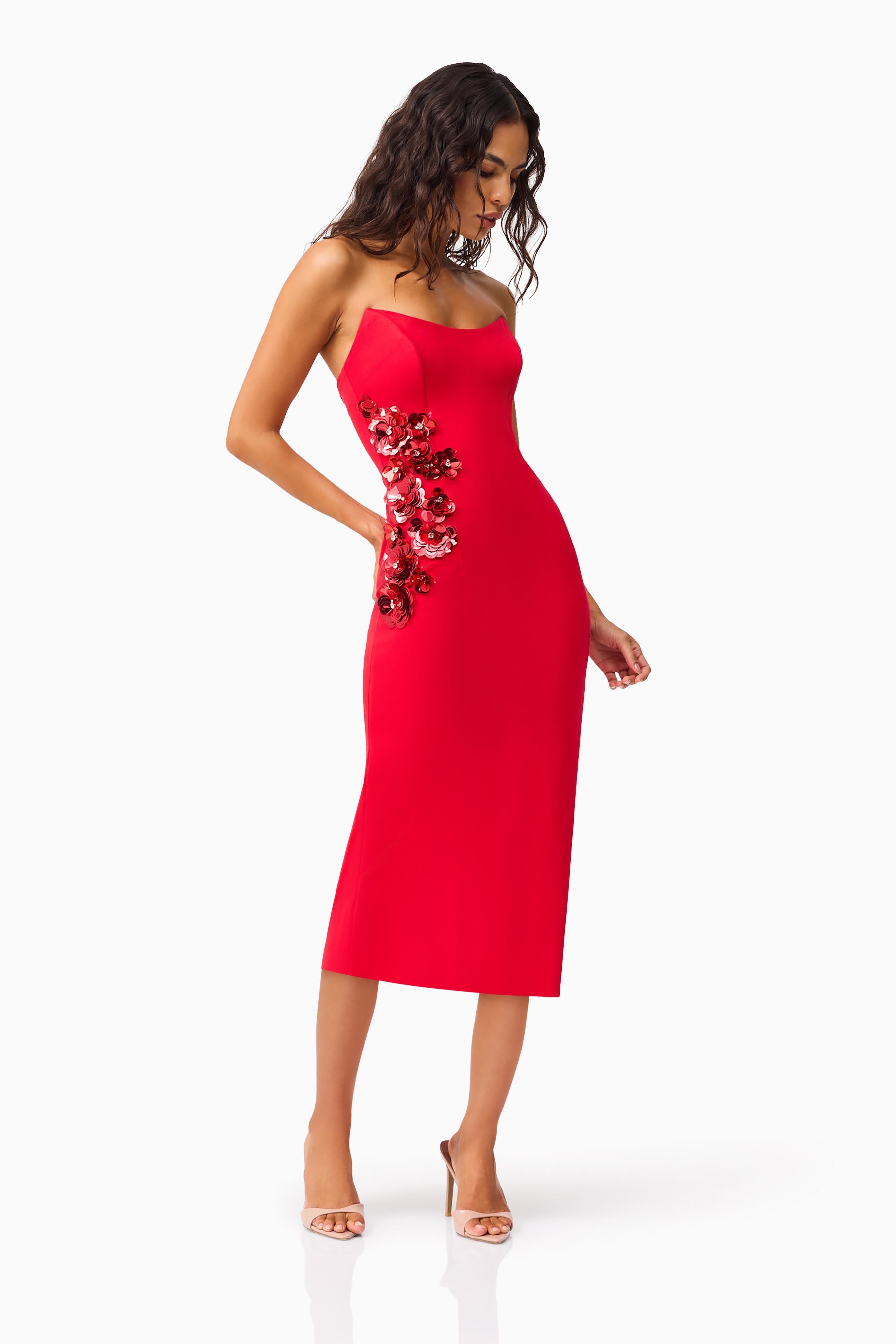 Yasmine Strapless Maxi Dress in Red