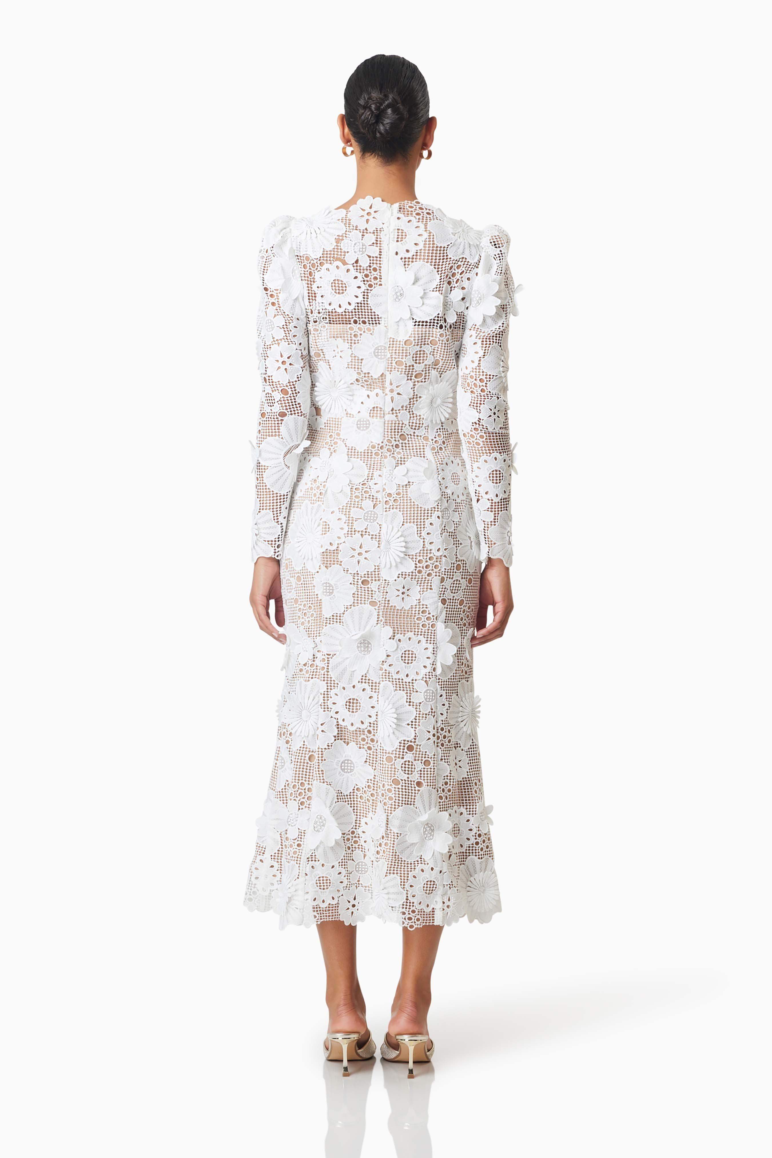Autumn Long Sleeve Midi Dress In White