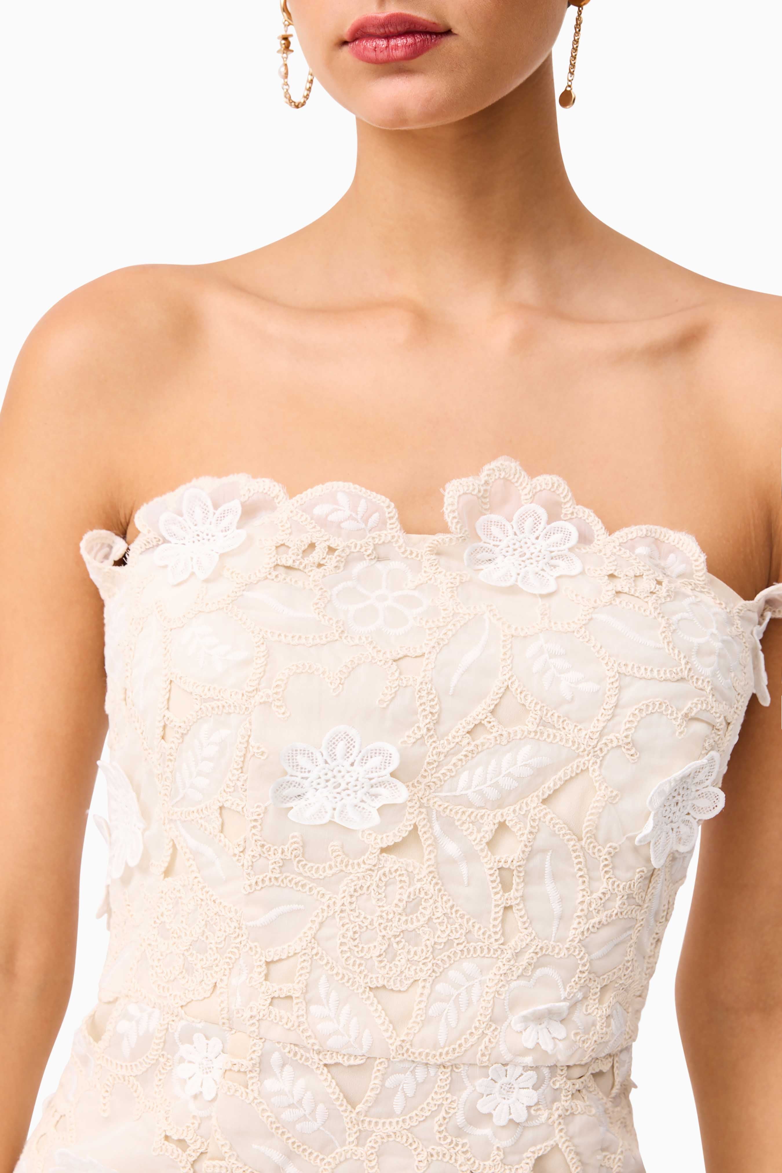 Sienna Strapless Mini Dress in Cream