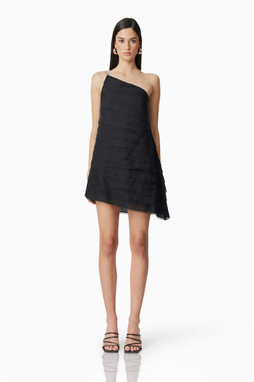 Eira One Shoulder Mini Dress in Black