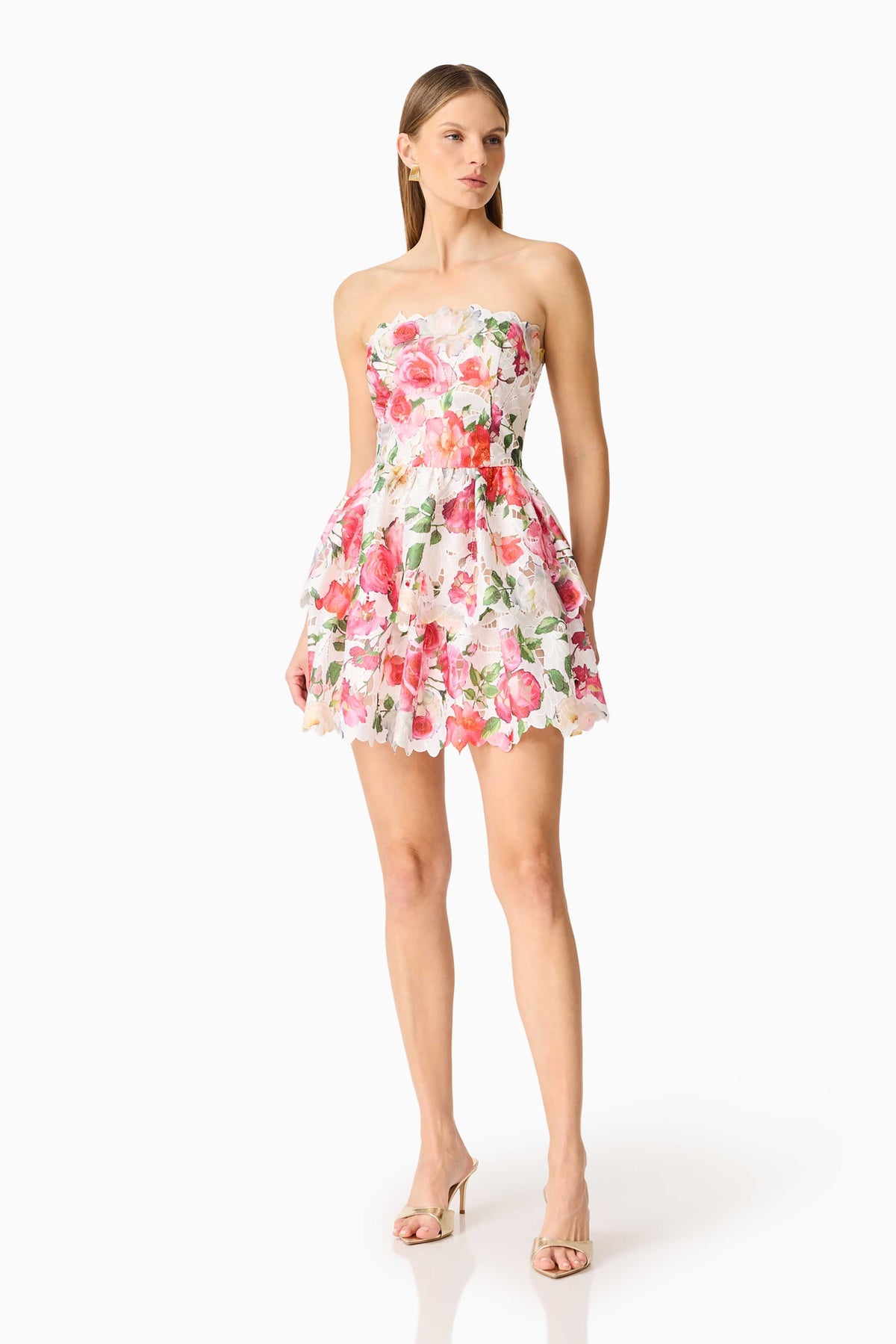 Roselle Strapless Mini Dress Pink Floral