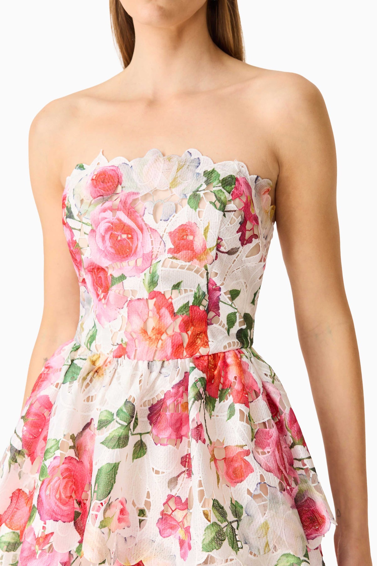 Roselle Strapless Mini Dress Pink Floral