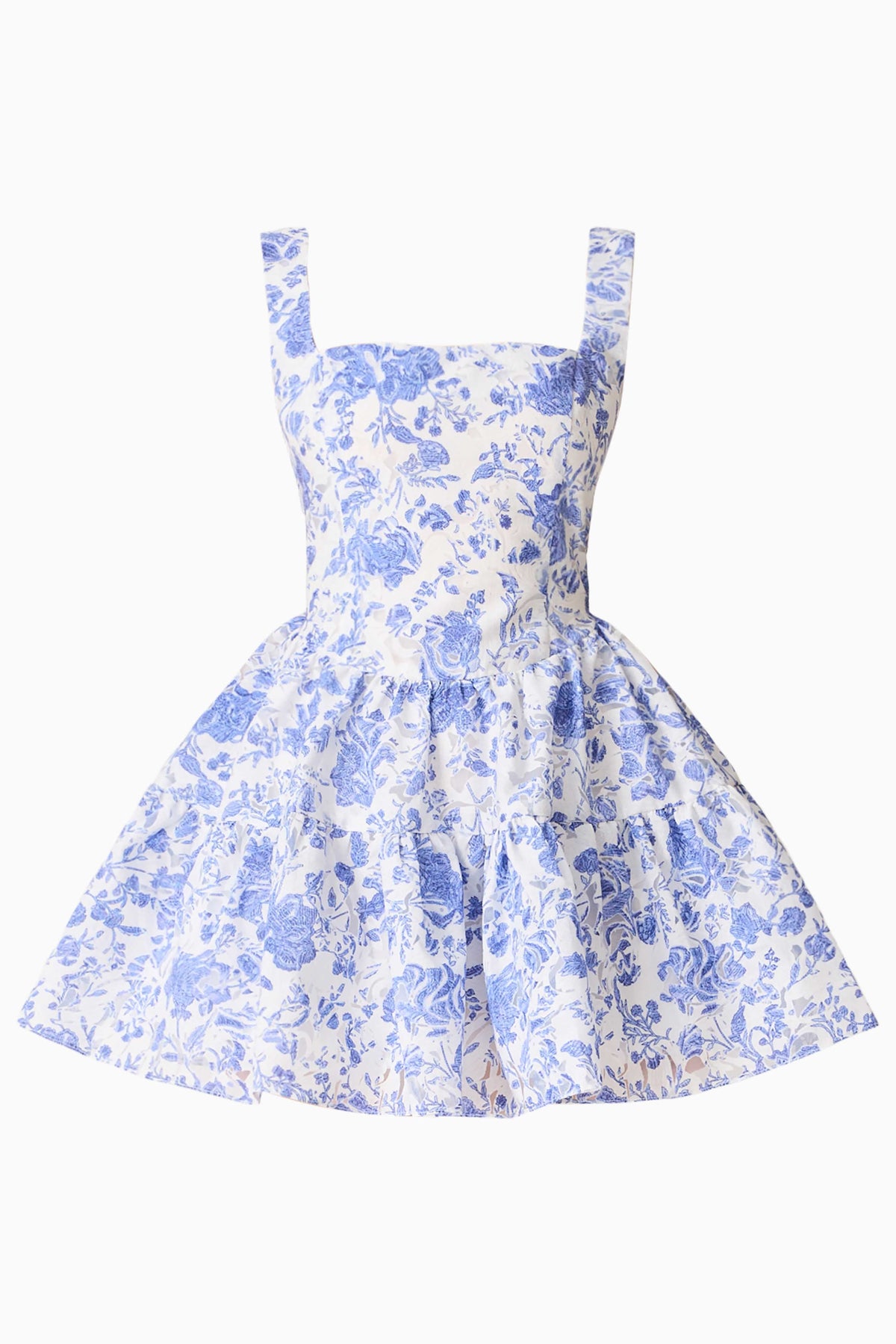 Elin A-Line Mini Dress in Blue Floral