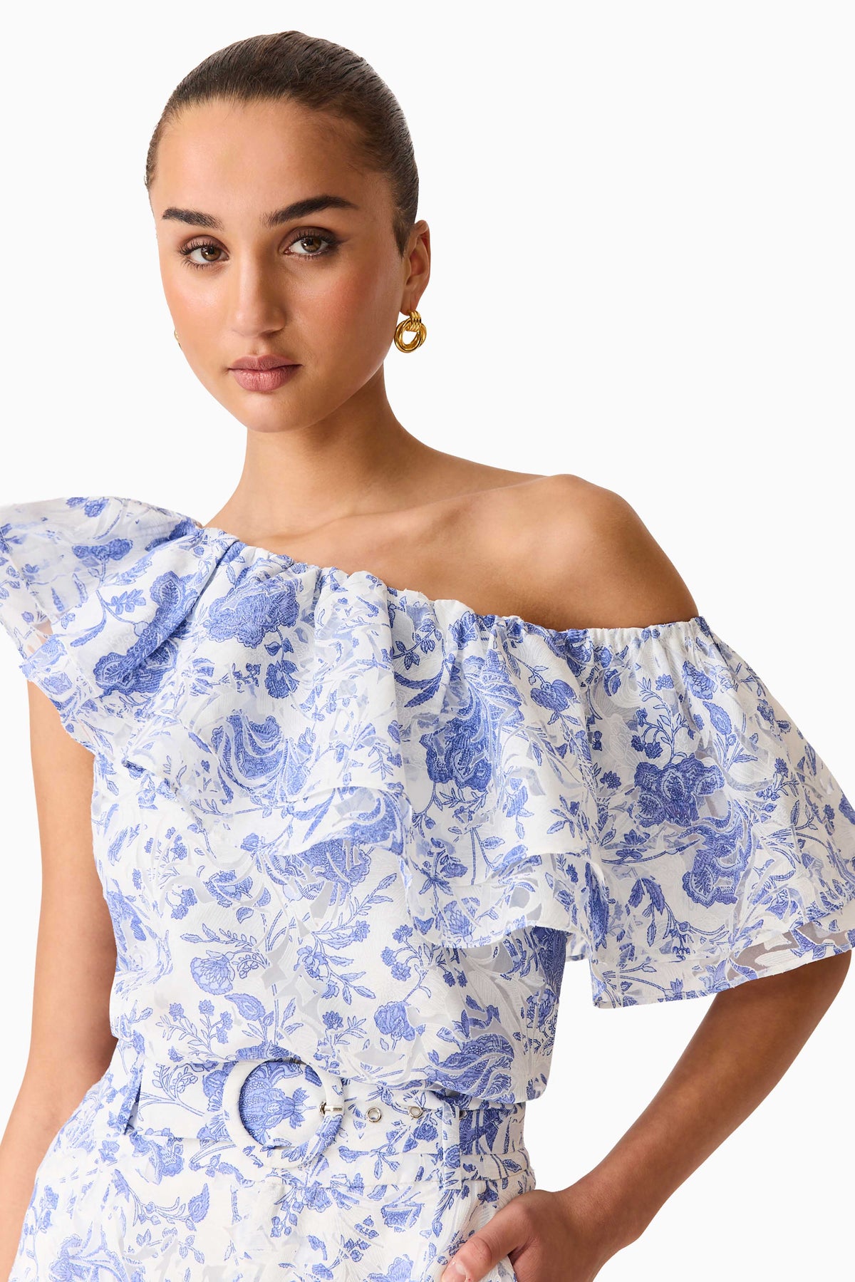 Elin Top & Short Set in Blue Floral