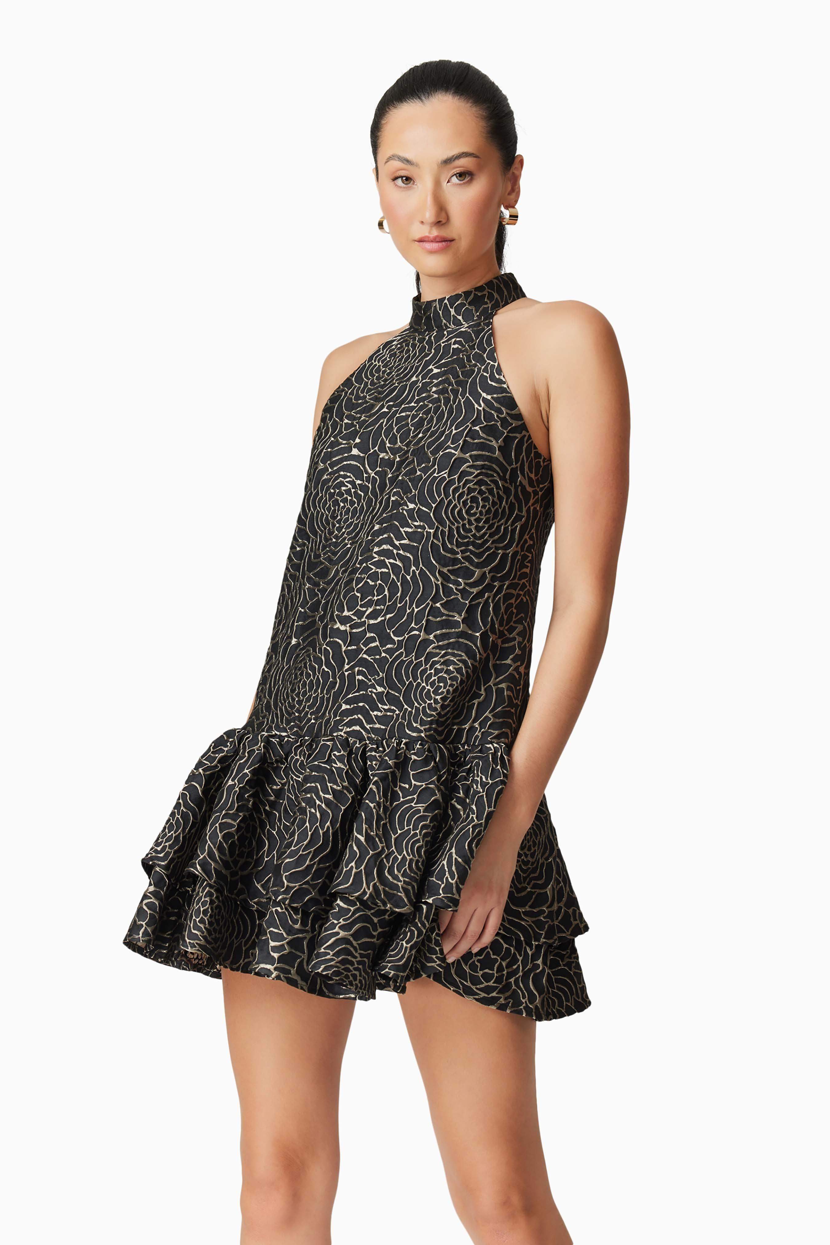 Deanna Halter Mini Dress in Black