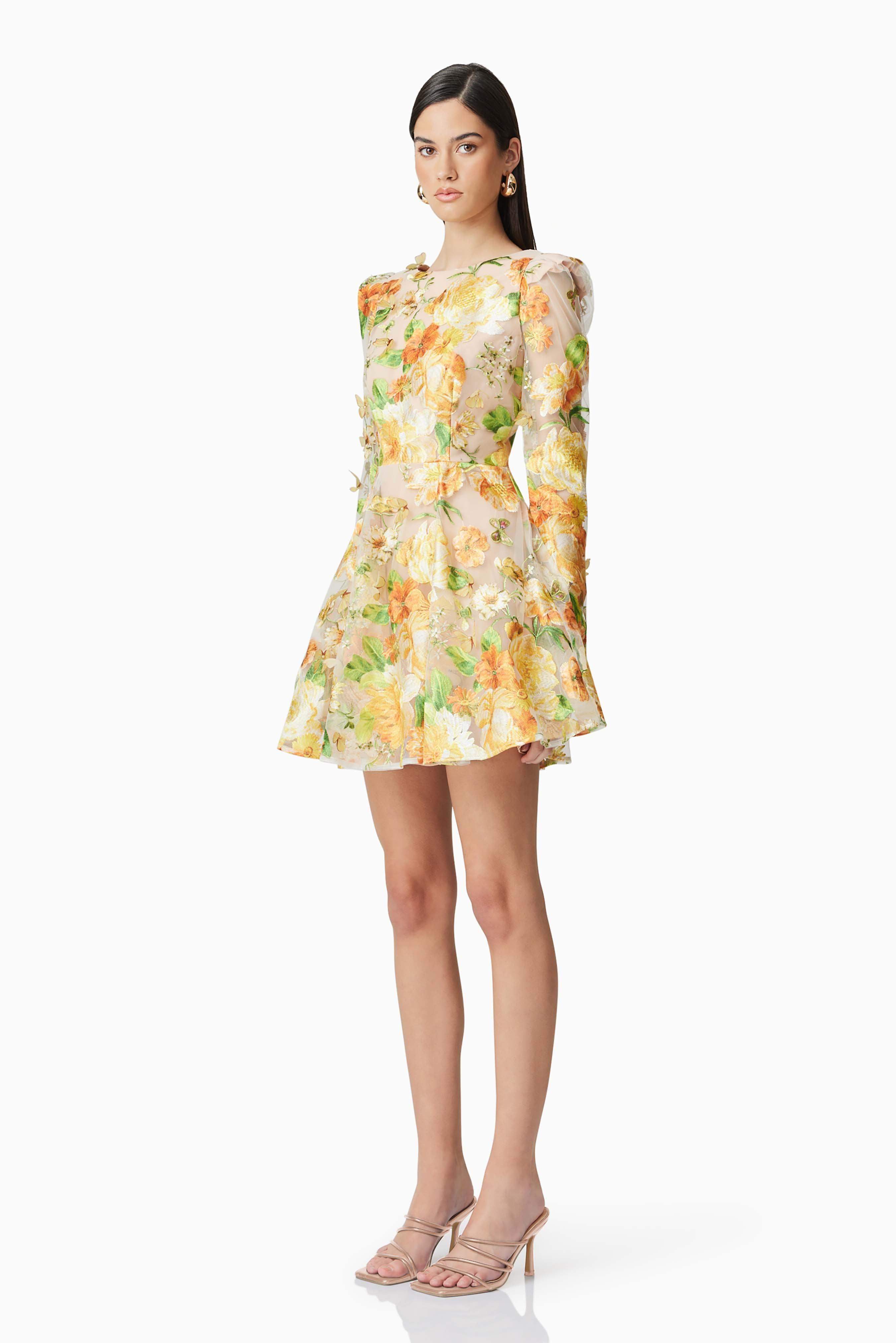 Aella A-Line Mini Dress in Yellow