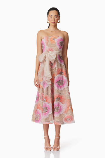Brittany A-Line Midi Dress in Pink