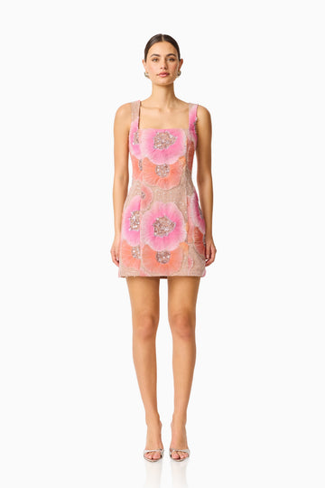 Brittany Floral Mini Dress in Pink