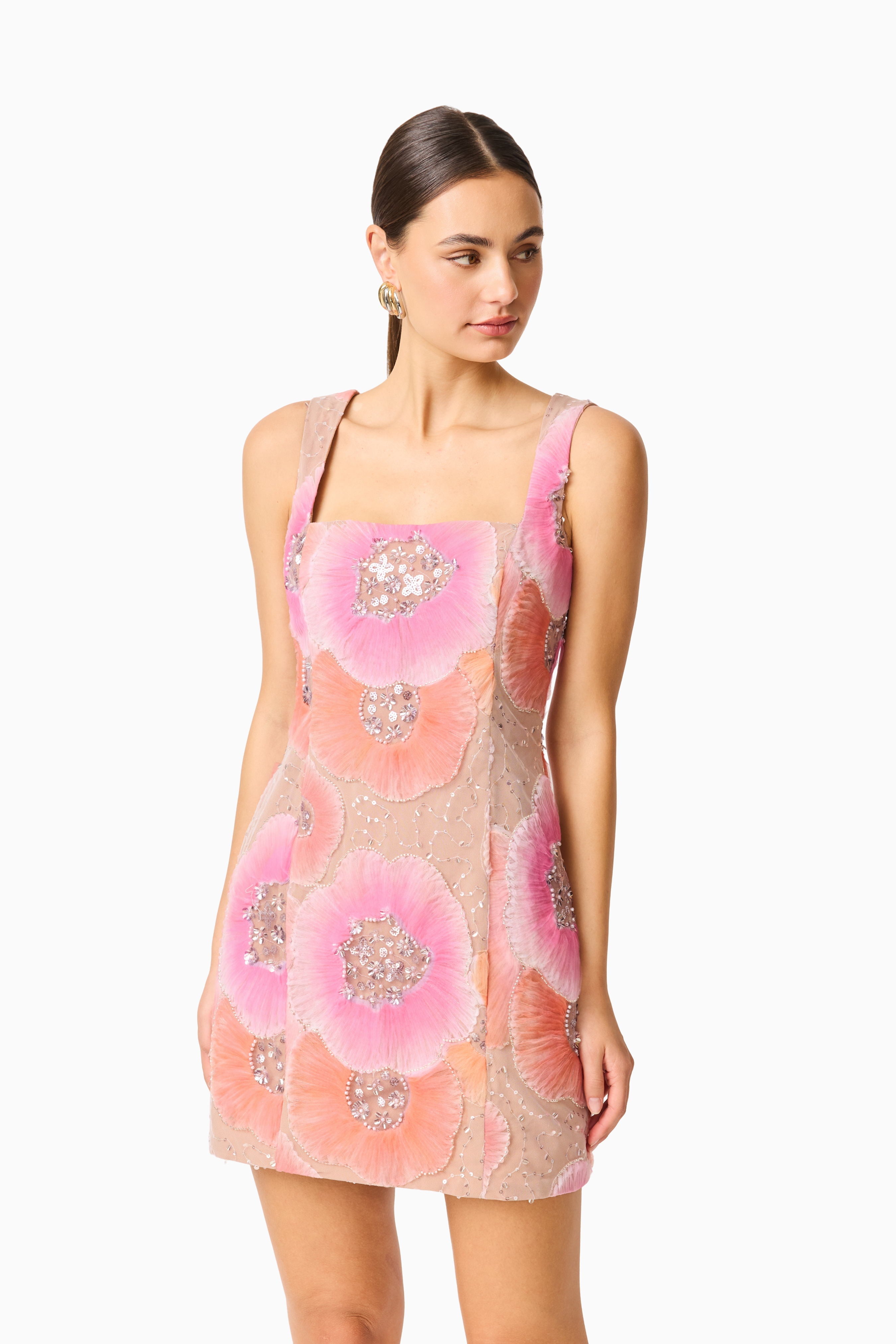 Brittany Floral Mini Dress in Pink
