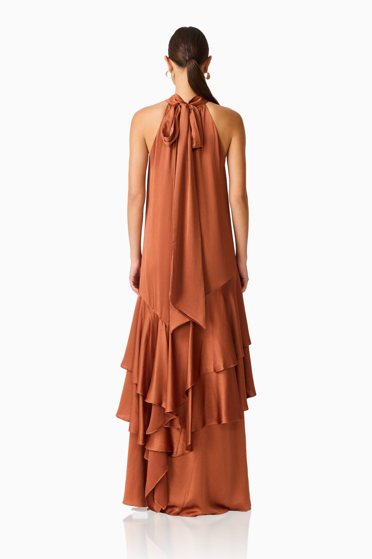 Varella Halter Gown in Chestnut Brown