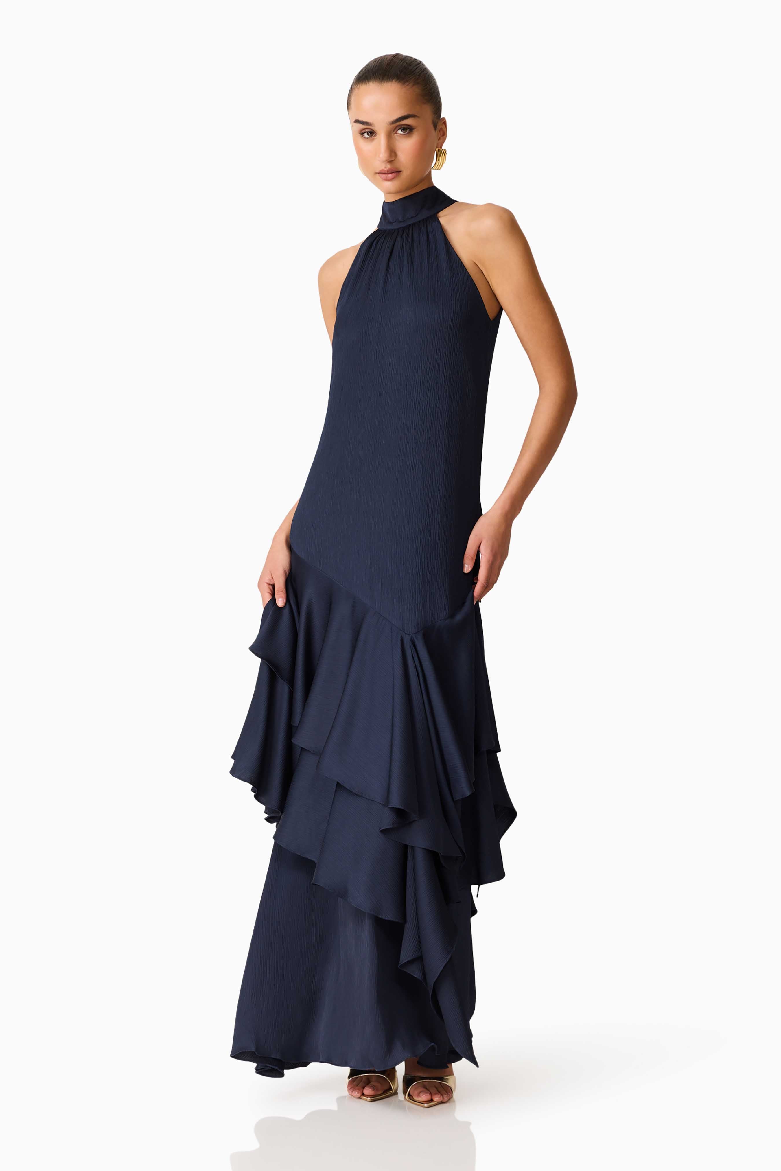 Varella Halter Gown in Navy