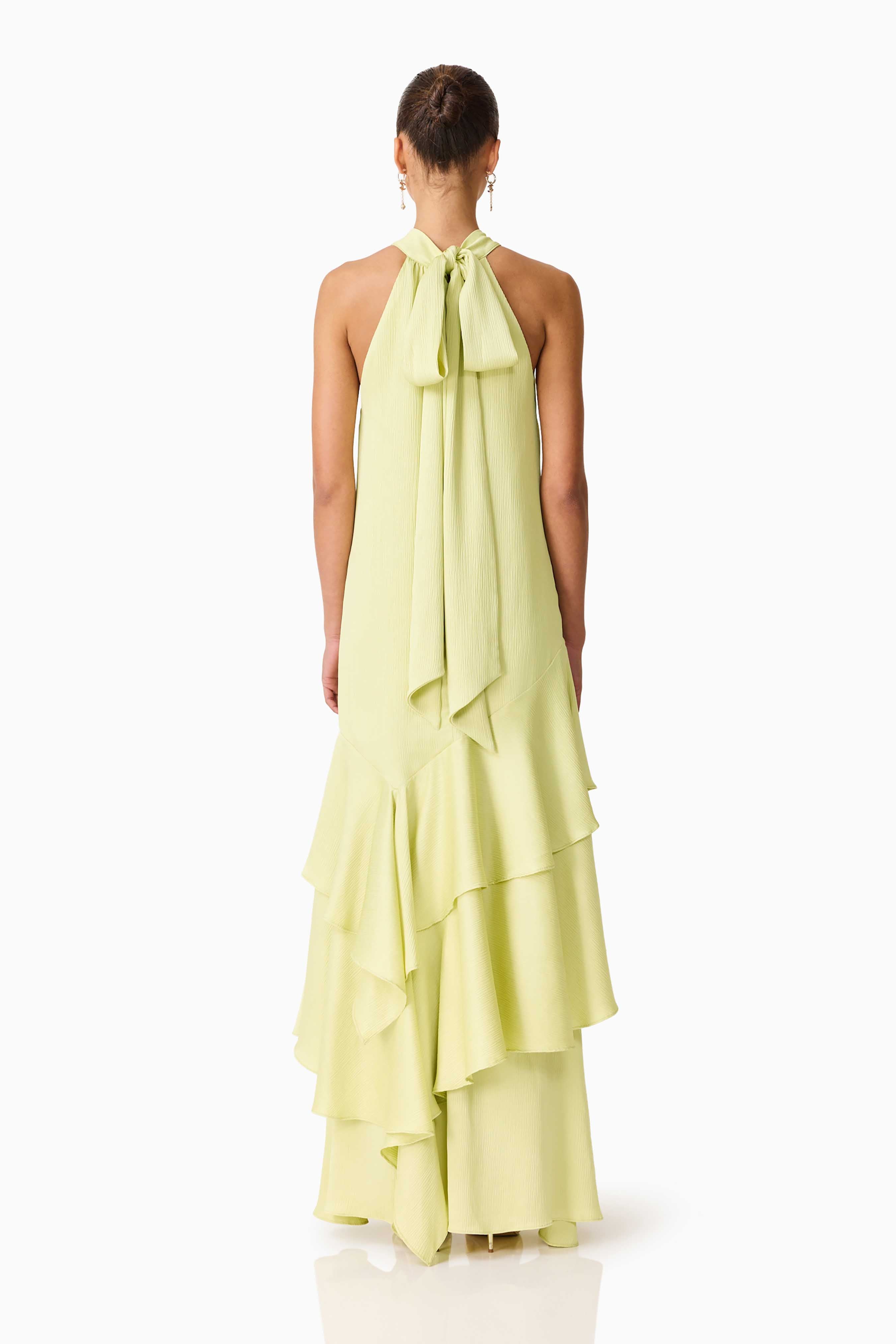 Varella Halter Gown in Pistachio Green