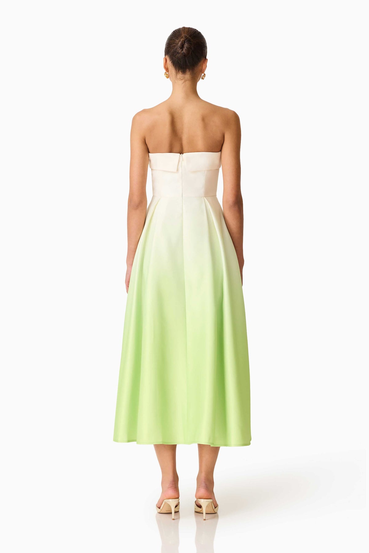 Elisia Strapless Gown in Green & Pink Floral