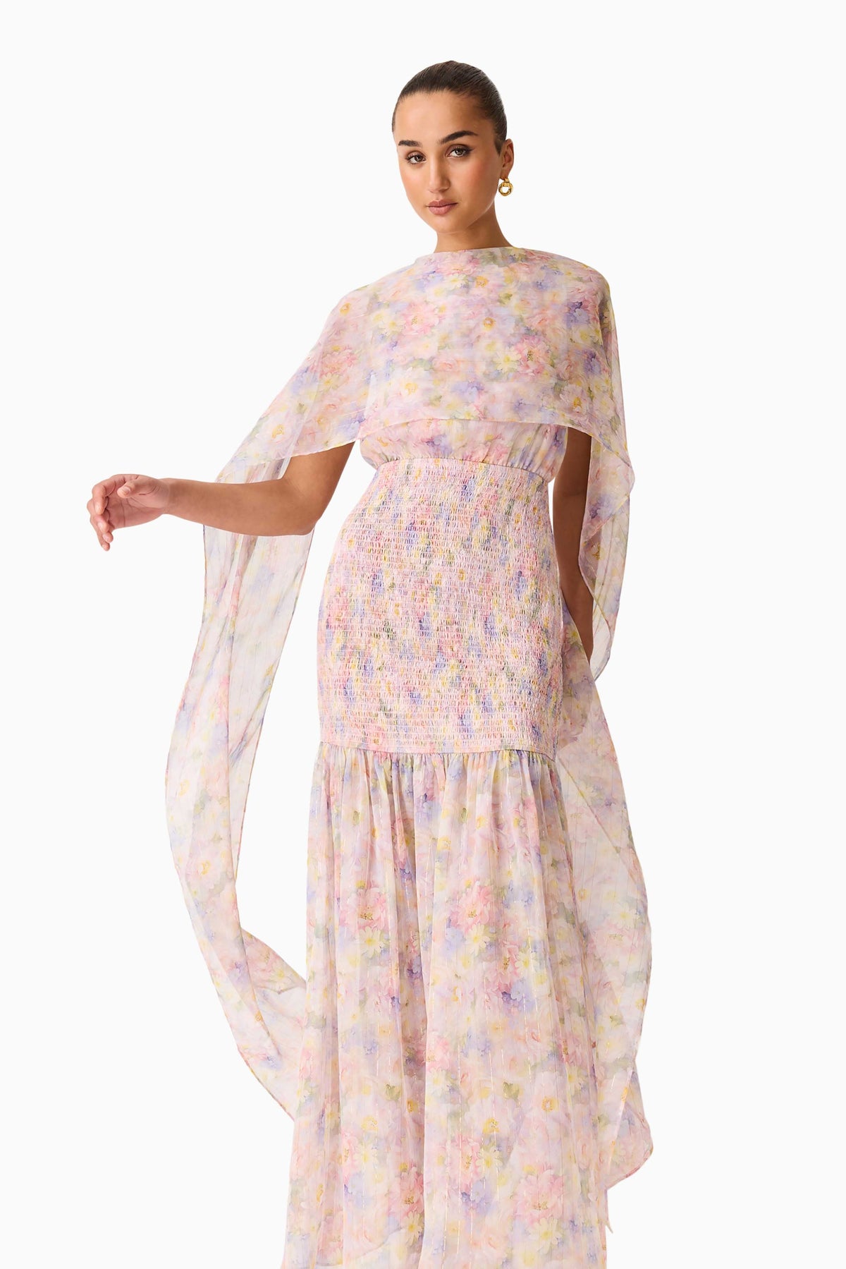 Alinda Cape Gown in Pink Floral