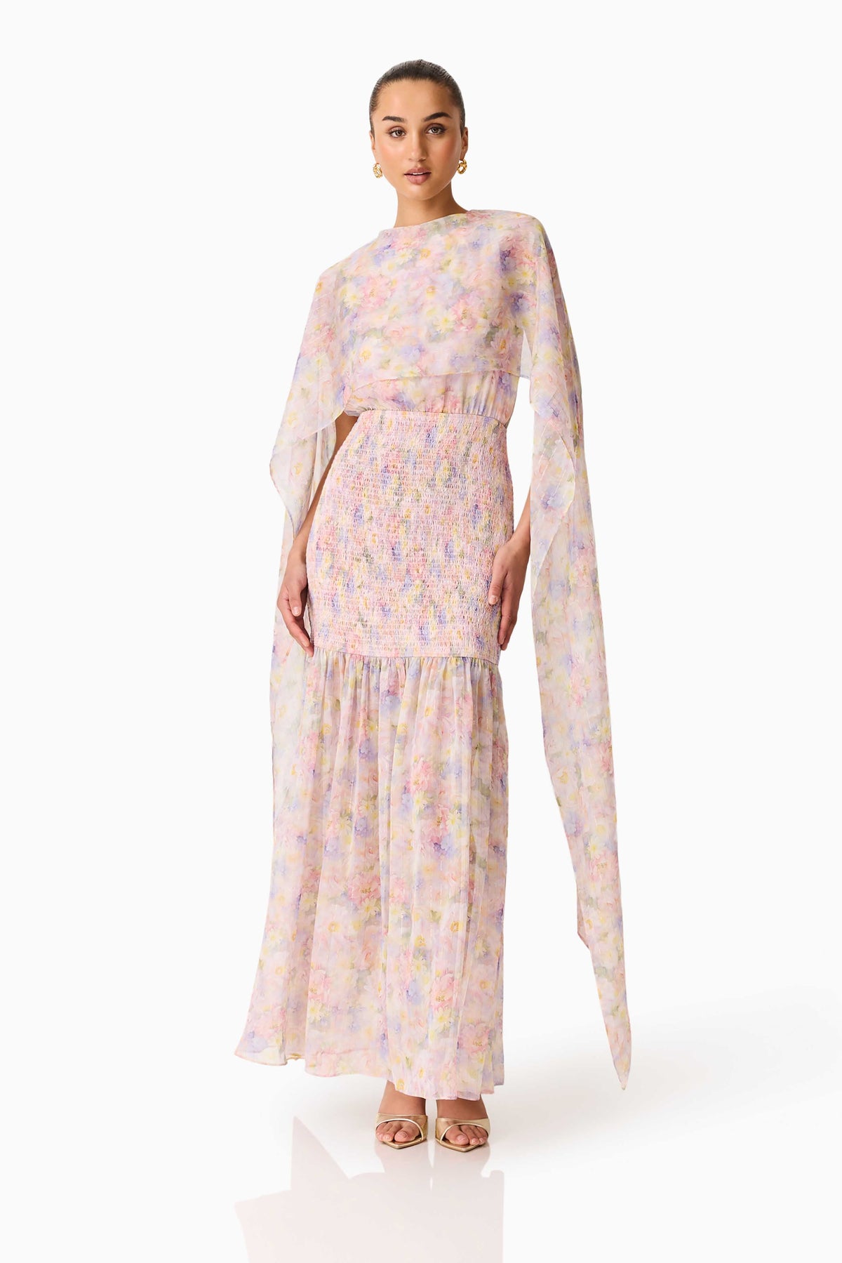 Alinda Cape Gown in Pink Floral