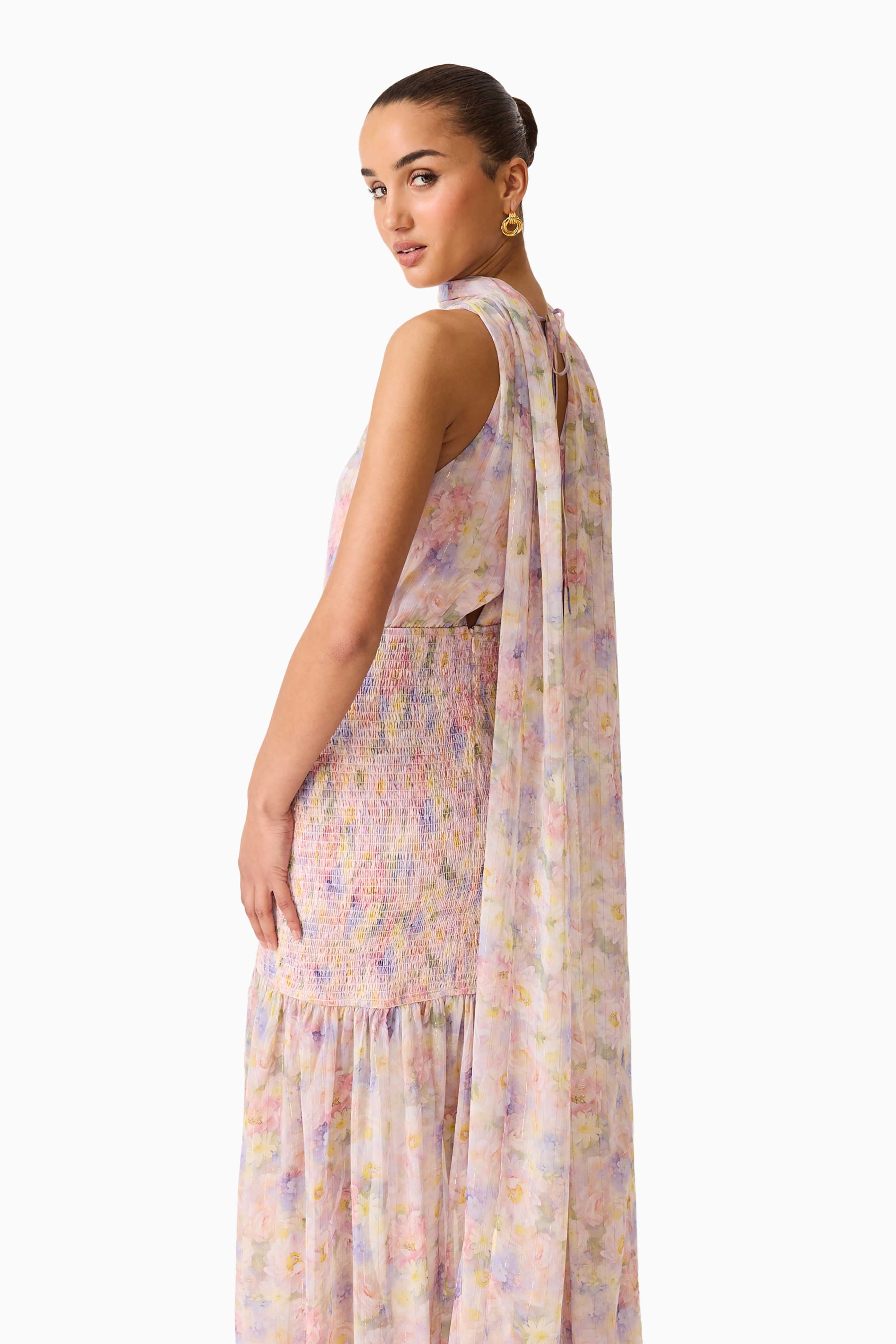 Alinda Cape Gown in Pink Floral