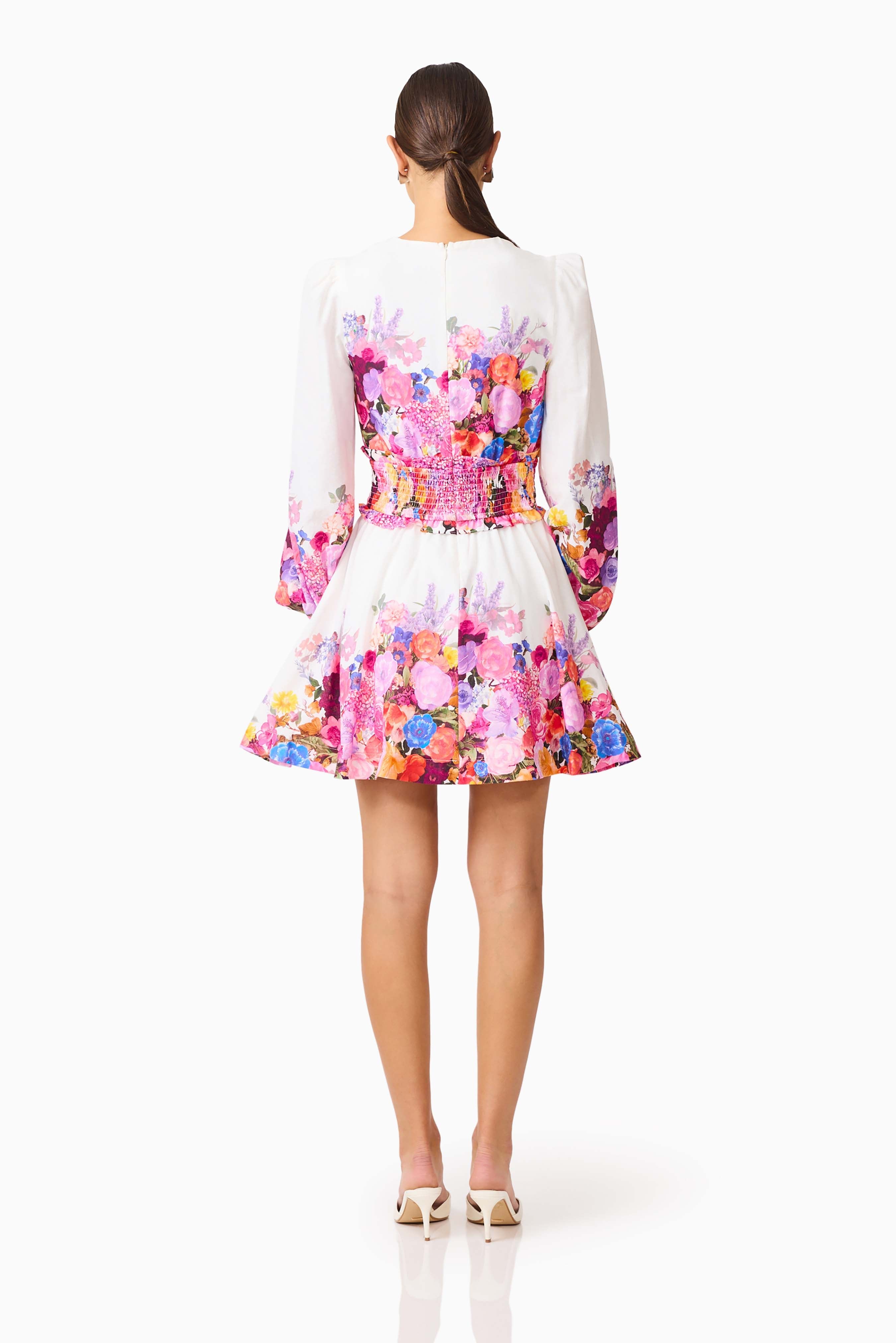 Alice Long Sleeve Mini Dress in Ombre Floral