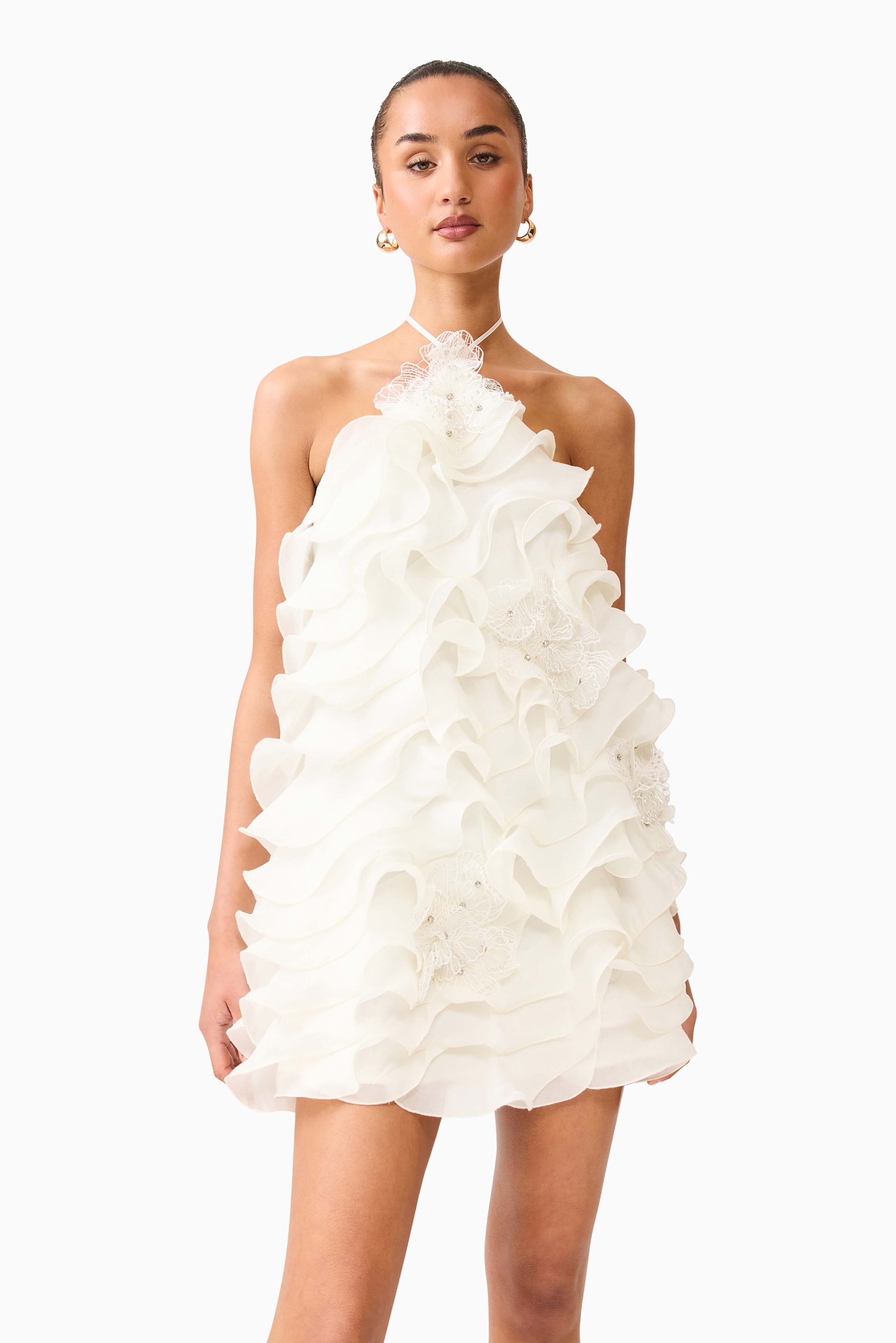 Yvette Halter Mini Dress in White