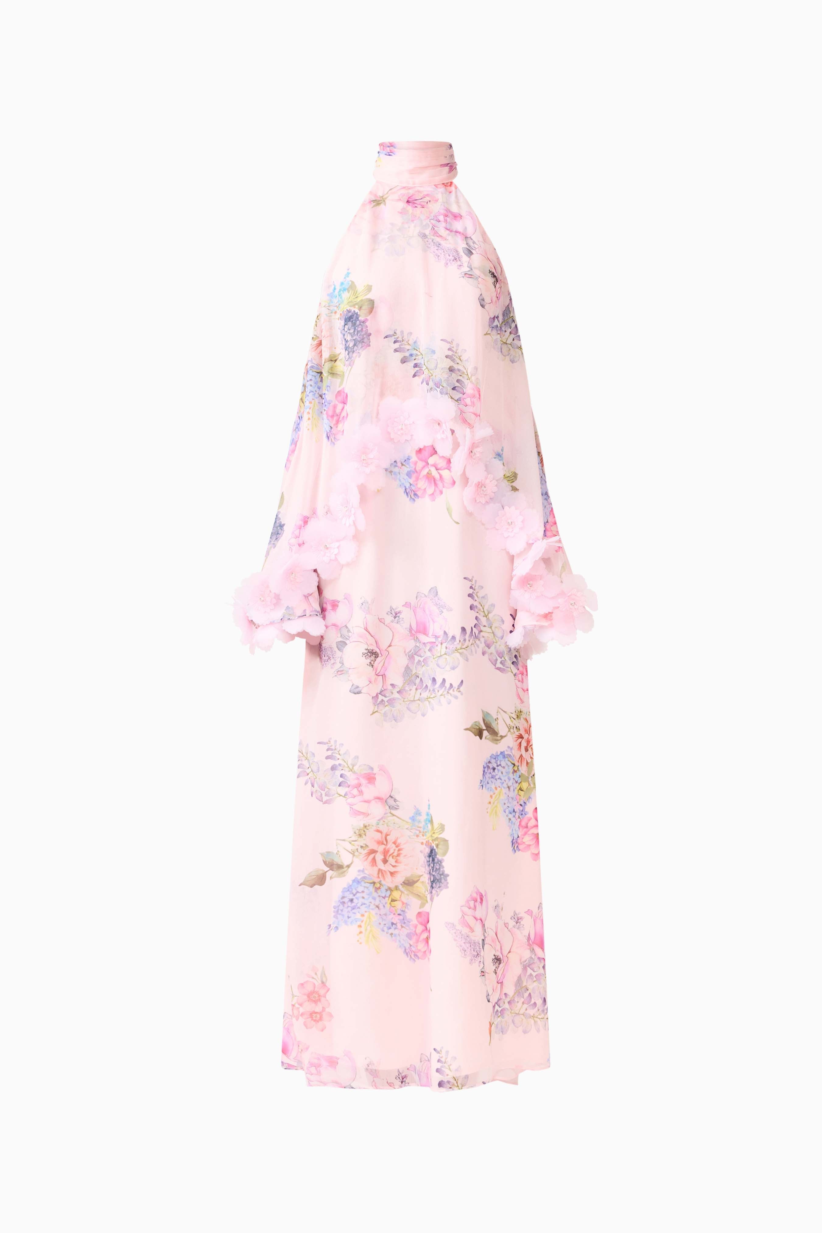 Millie Tiered Gown in Pink Floral
