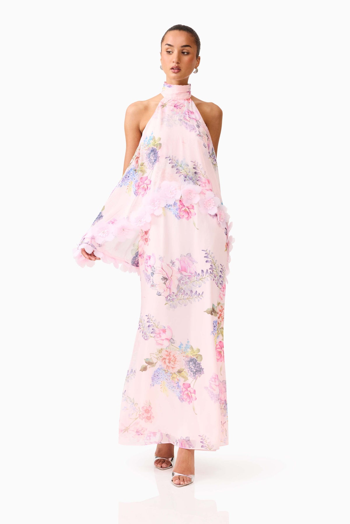 Millie Tiered Gown in Pink Floral