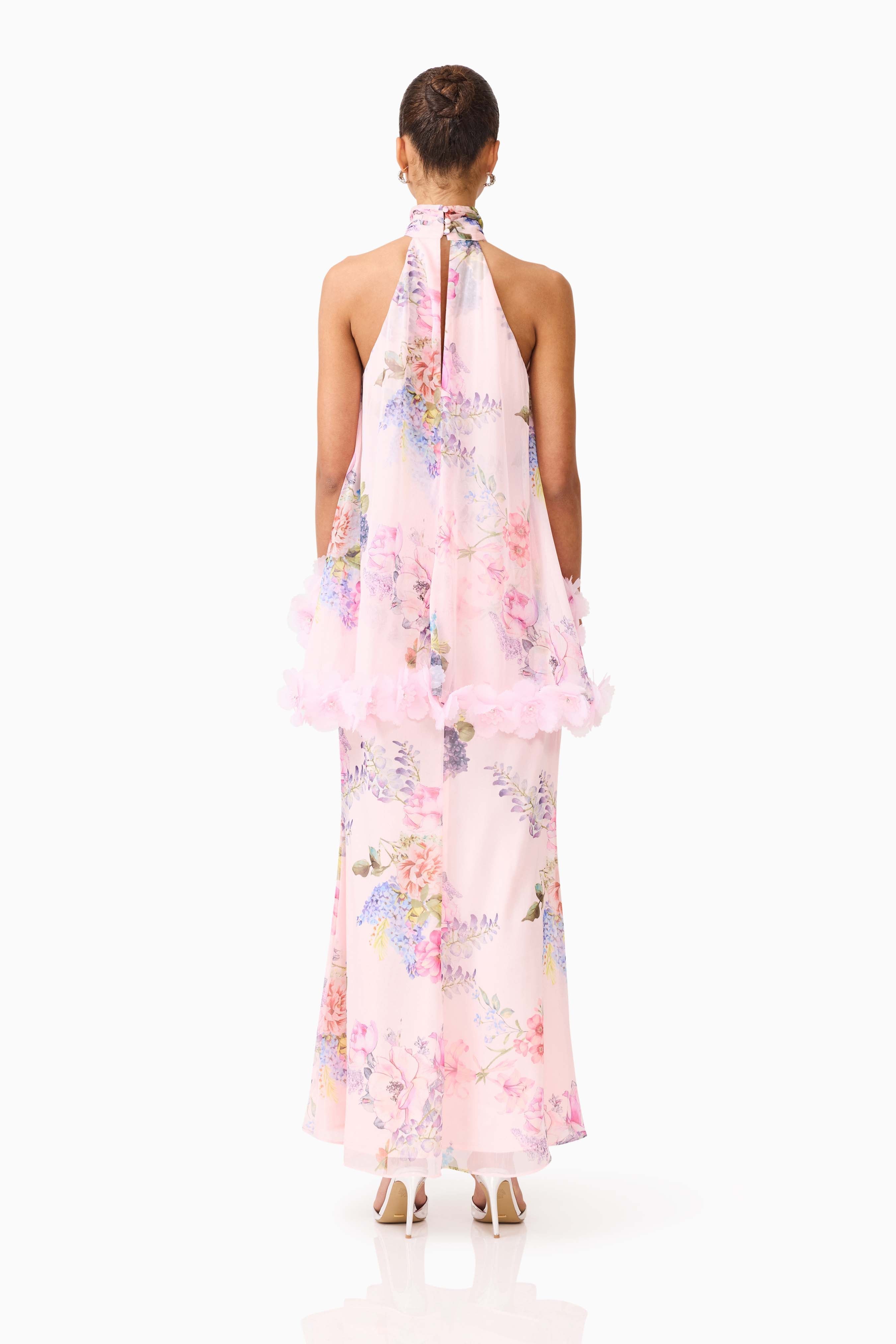 Millie Tiered Gown in Pink Floral
