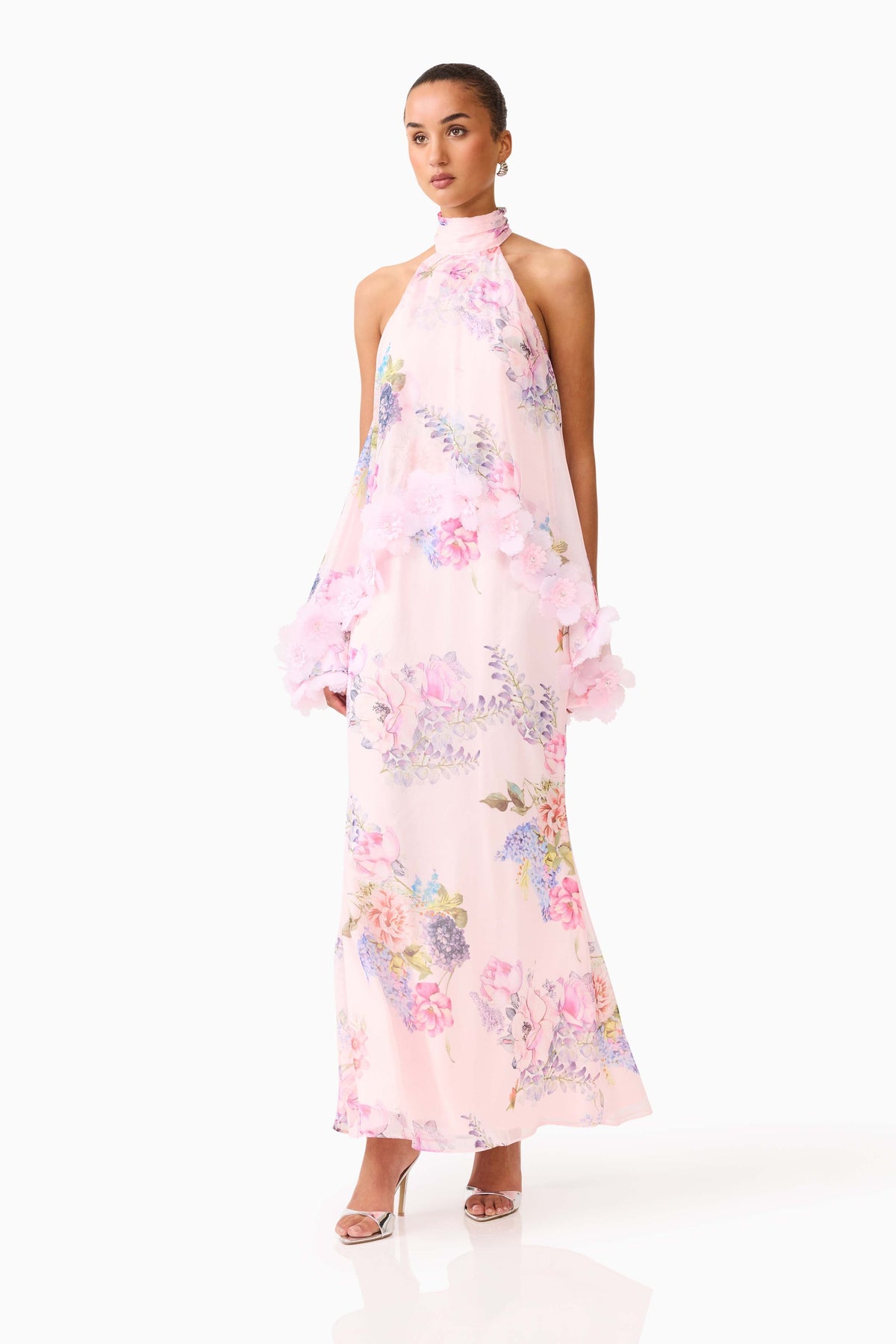 Millie Tiered Gown in Pink Floral