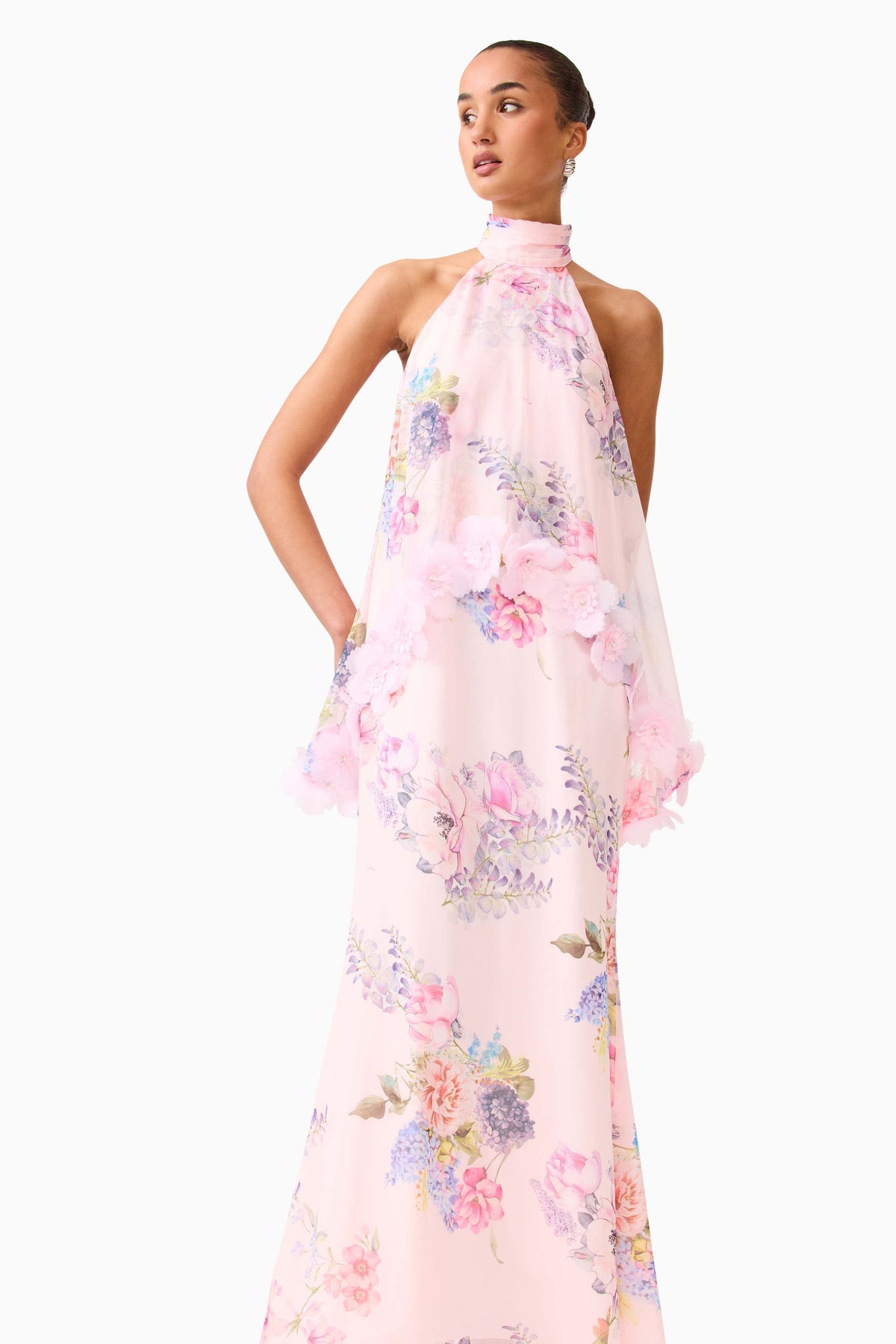 Millie Tiered Gown in Pink Floral