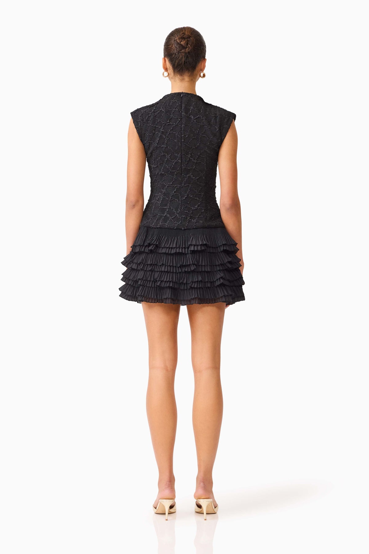 Alexandra Tiered Mini Dress in Black
