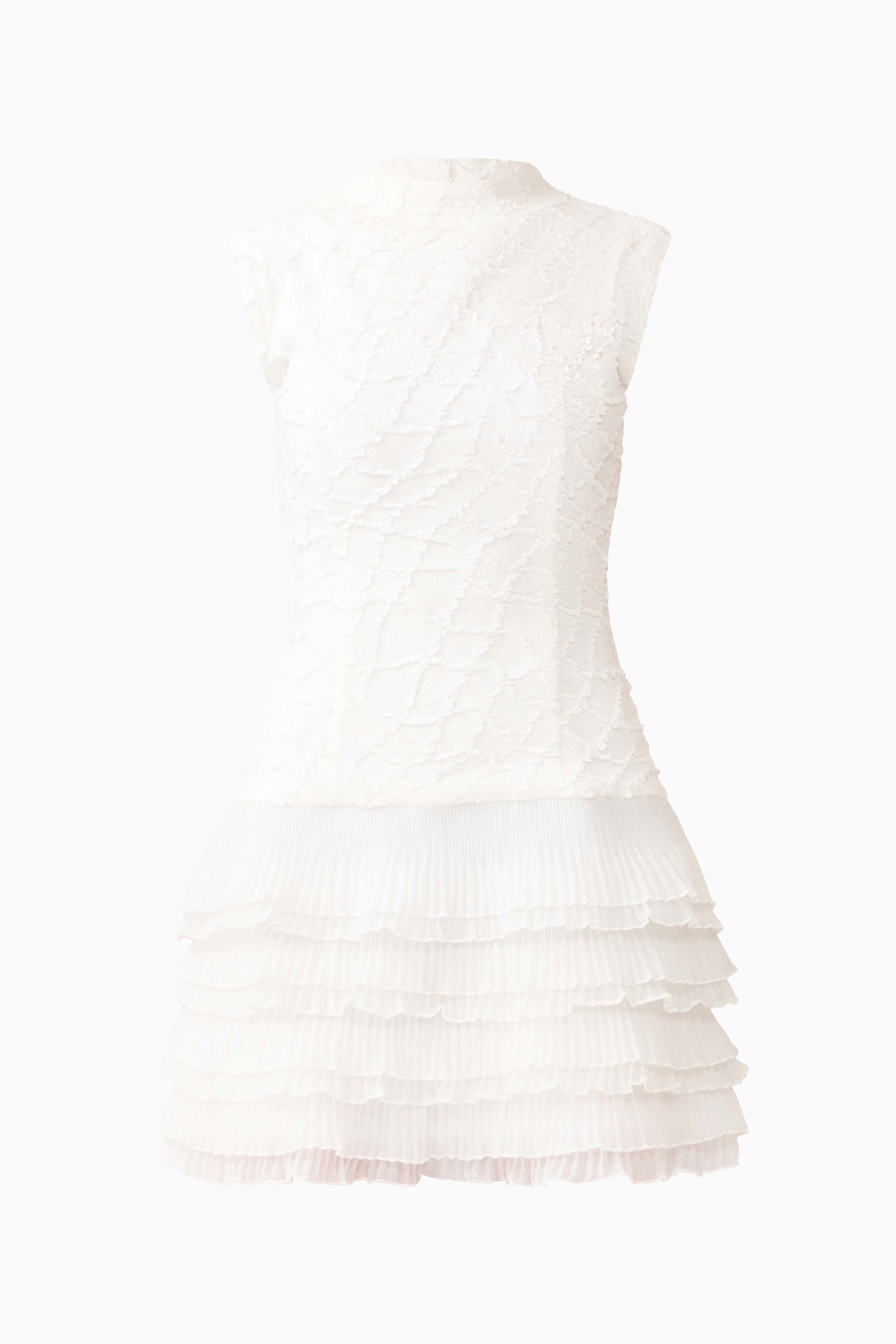 Alexandra Tiered Mini Dress in White