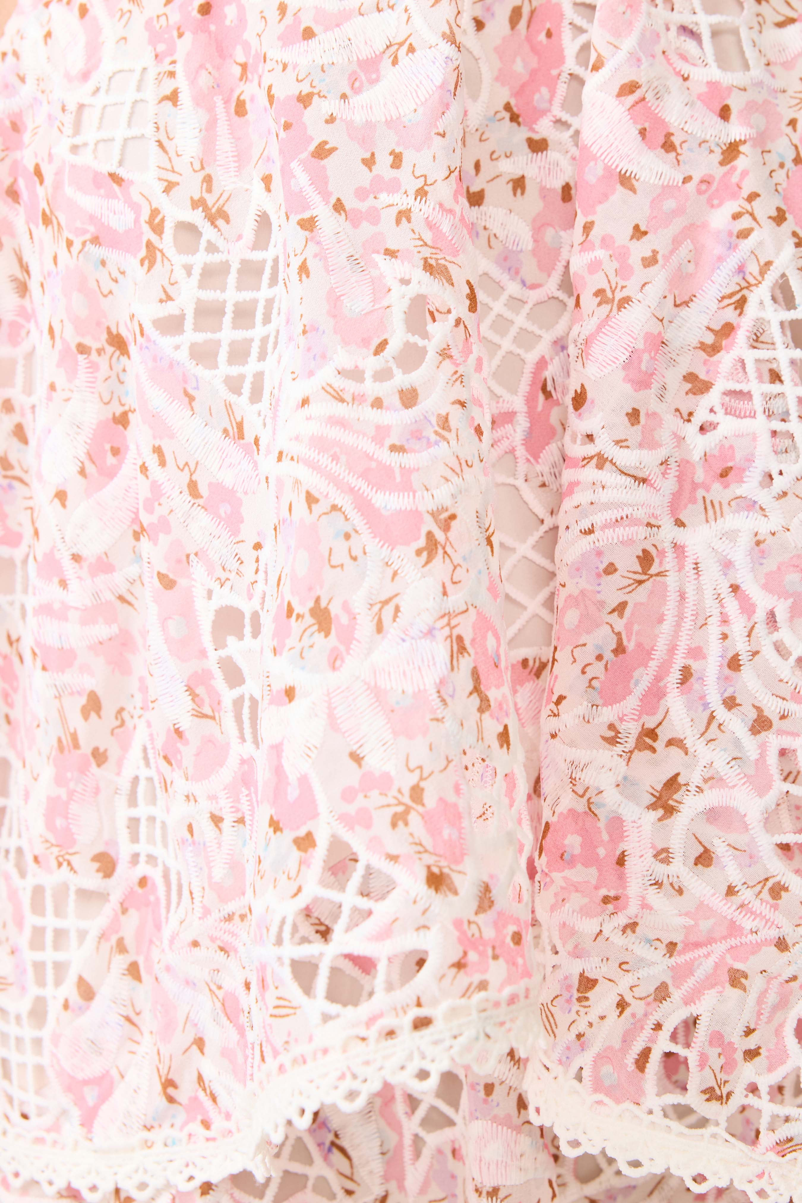 Valencia Tiered Gown in Pink & Cream Floral