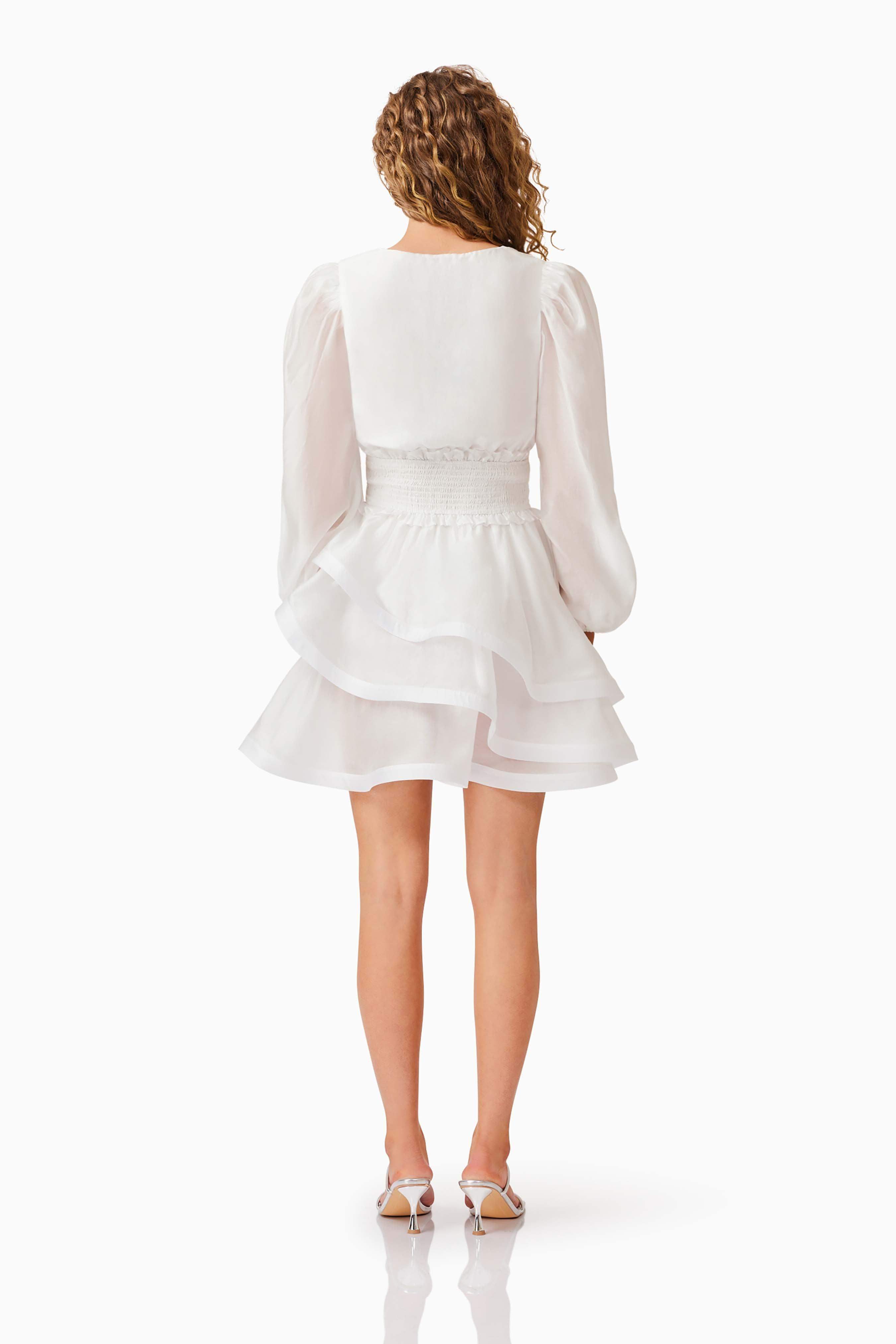 Kalani Long Sleeve Mini Dress White