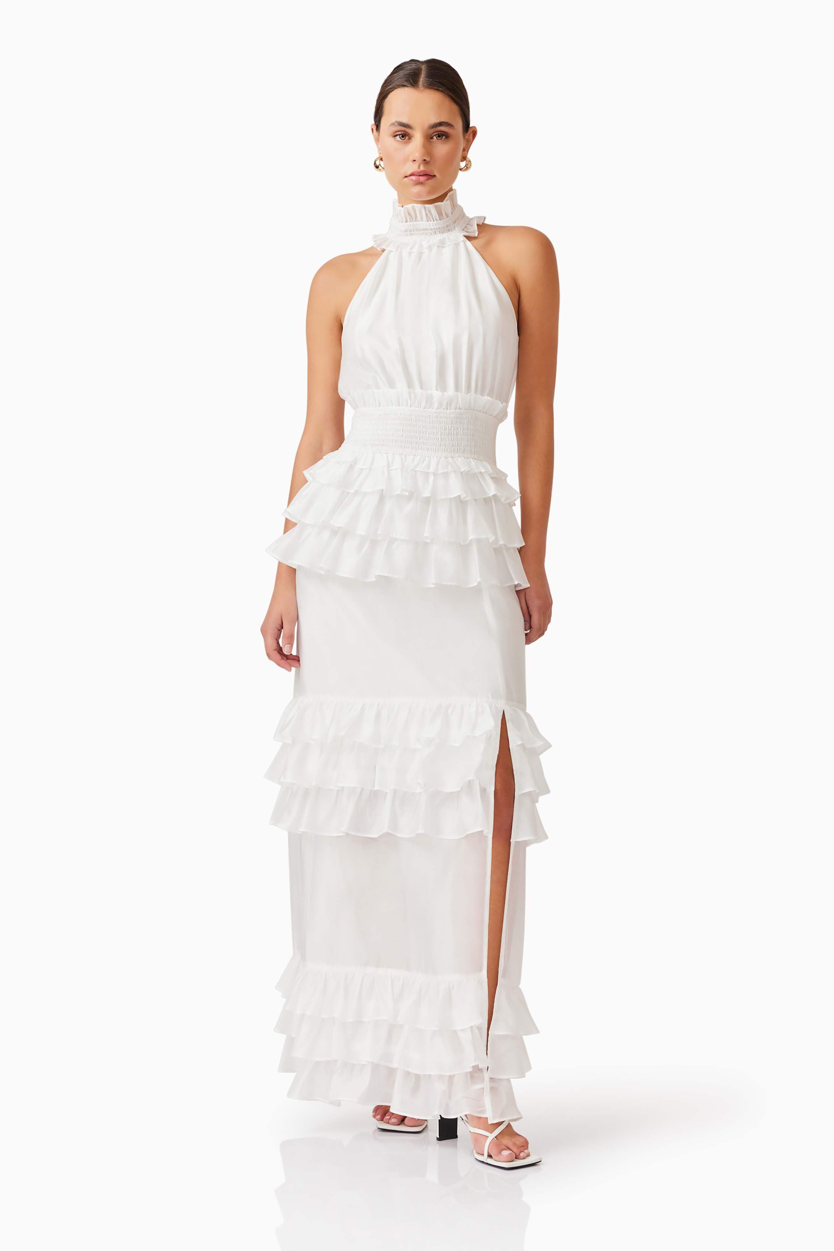 Kalani Halter Maxi Dress in White