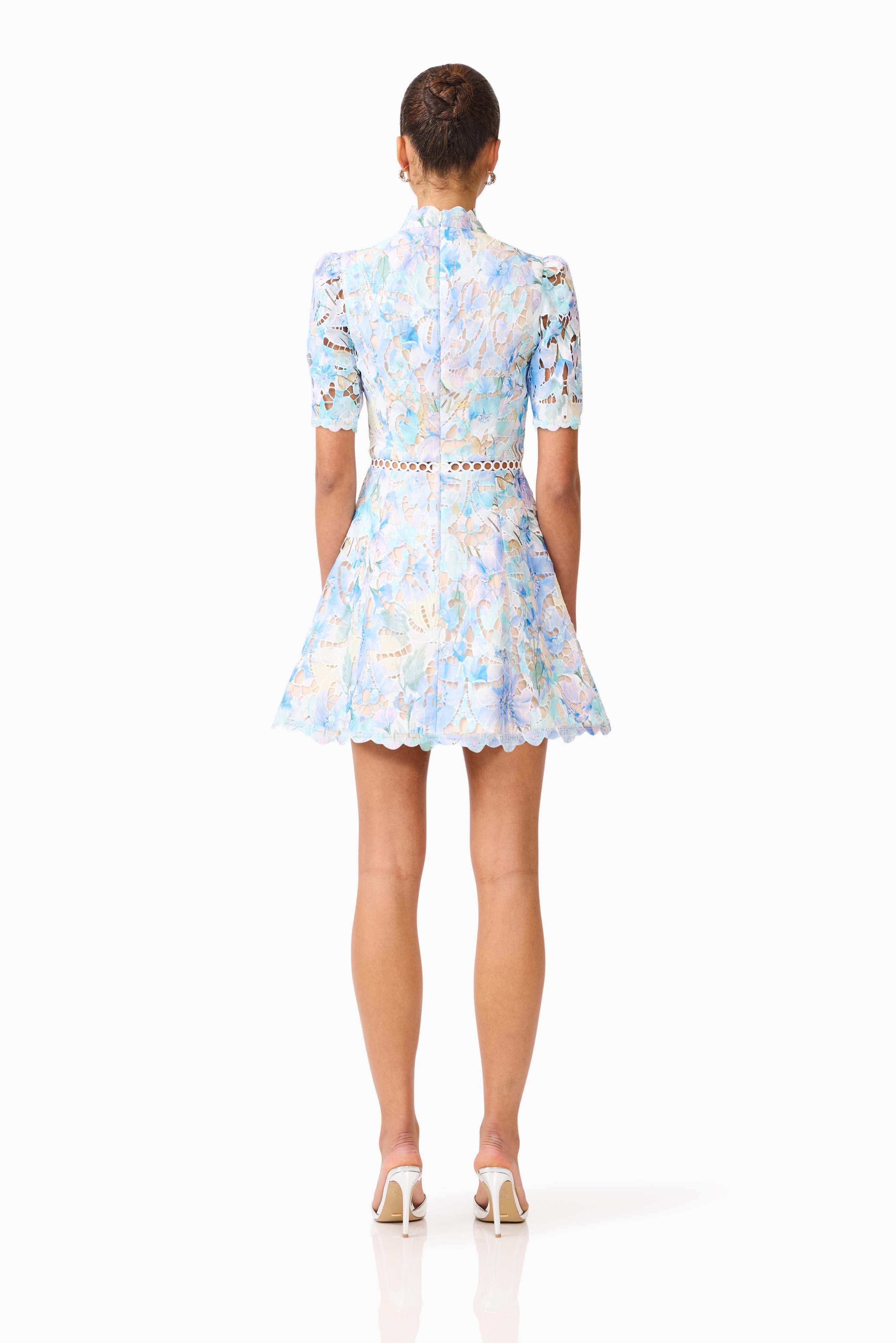 Kalissa A-Line Mini Dress in Blue Floral