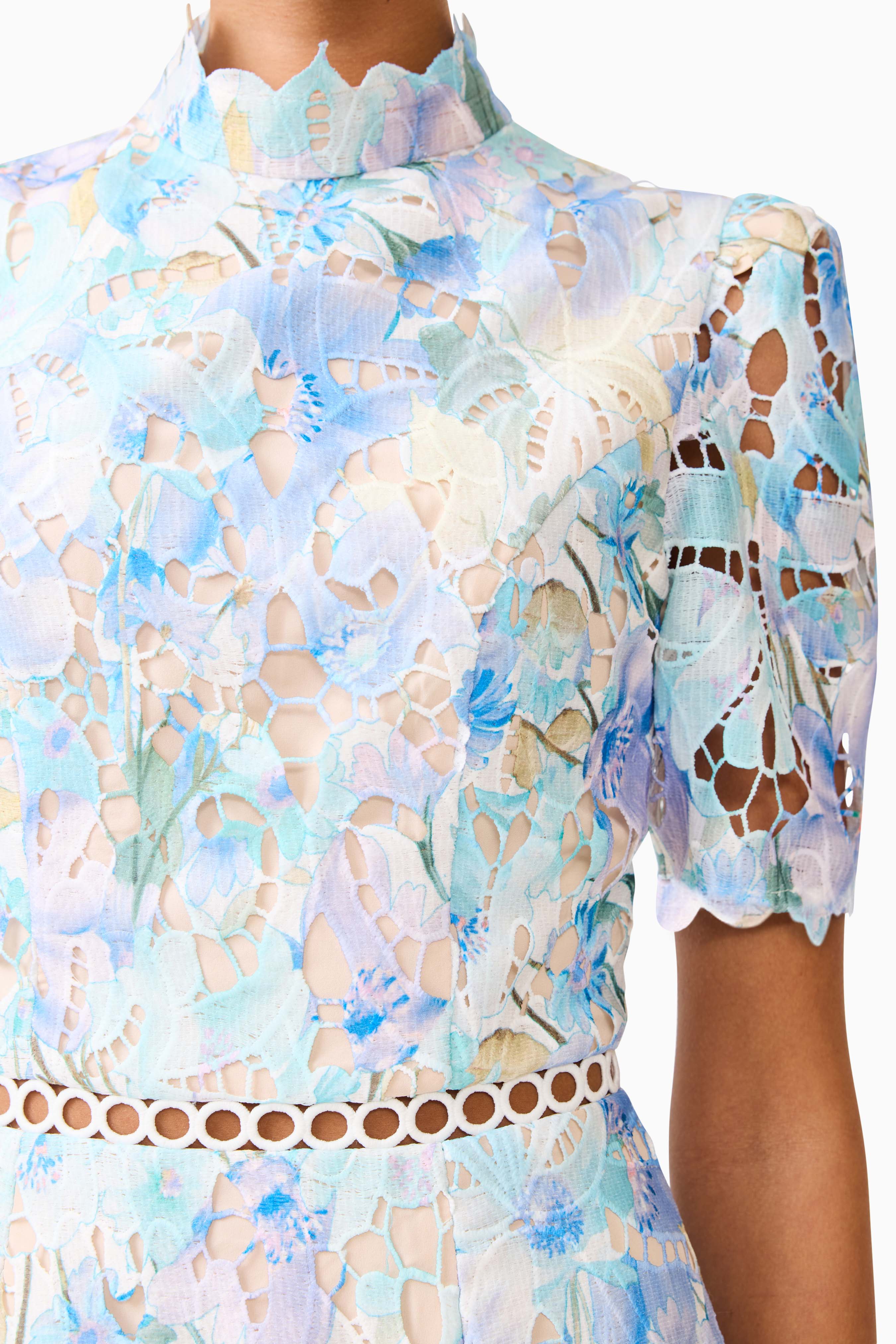 Kalissa A-Line Mini Dress in Blue Floral