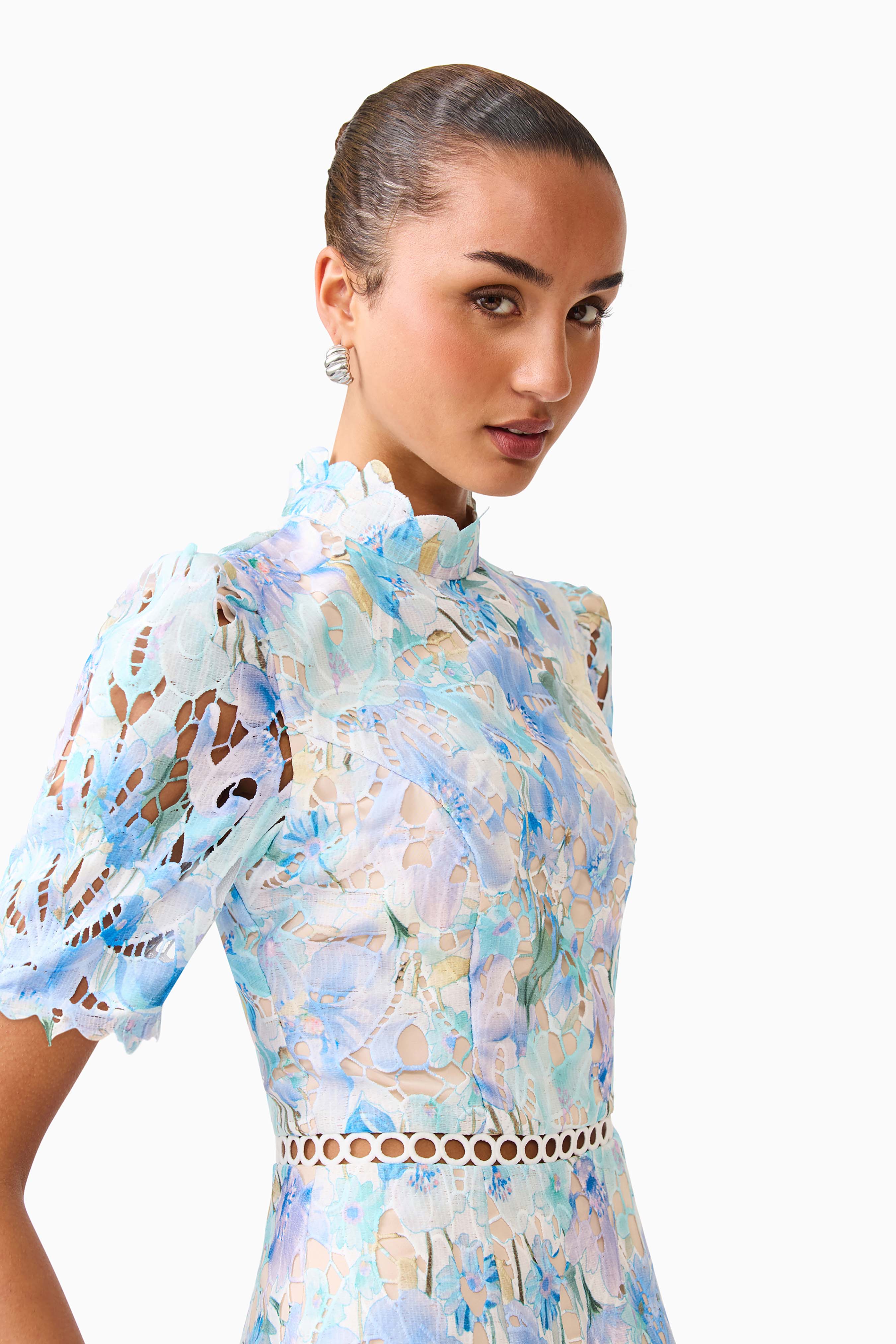 Kalissa A-Line Mini Dress in Blue Floral