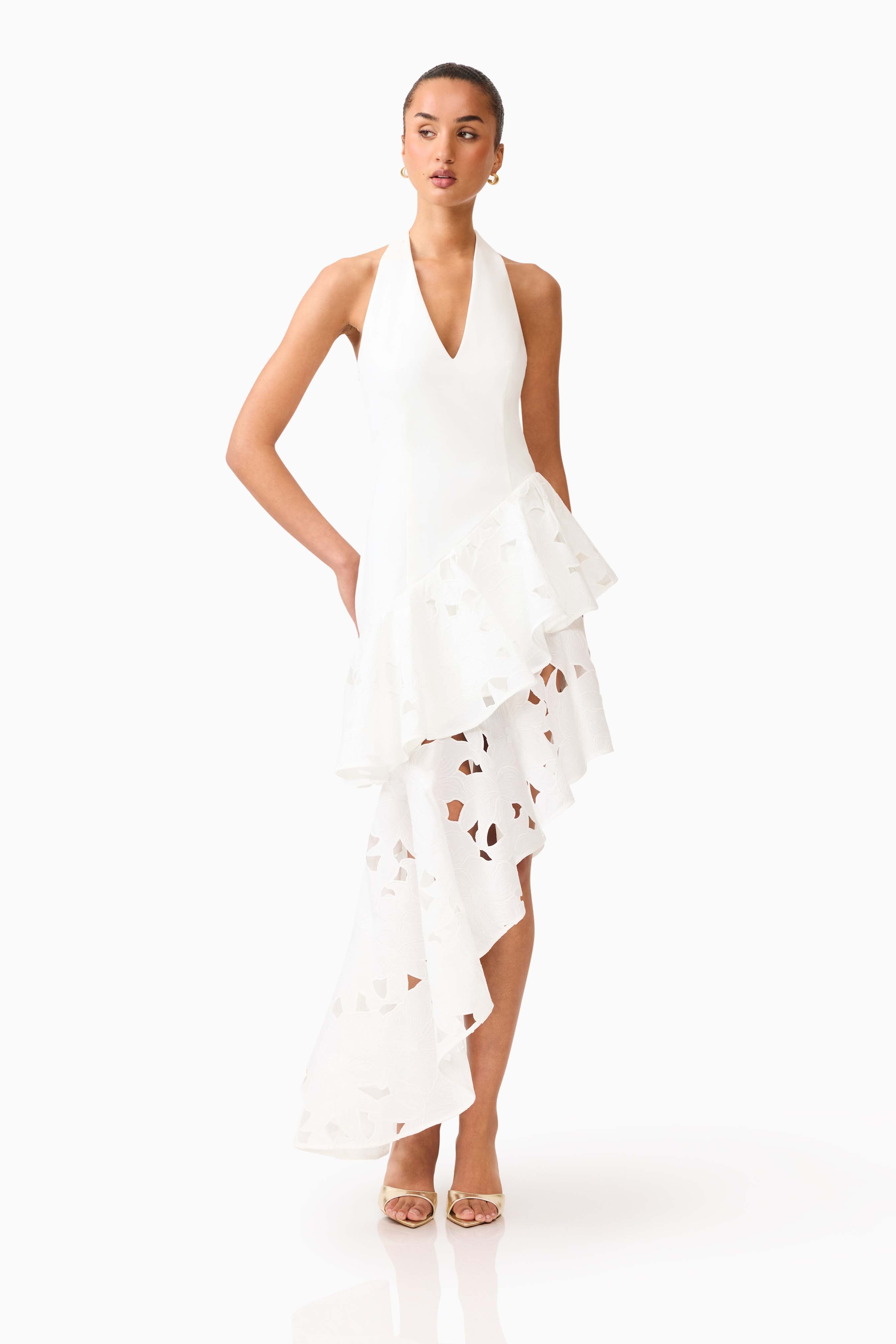 Elizabeth Asymmetrical Gown in White