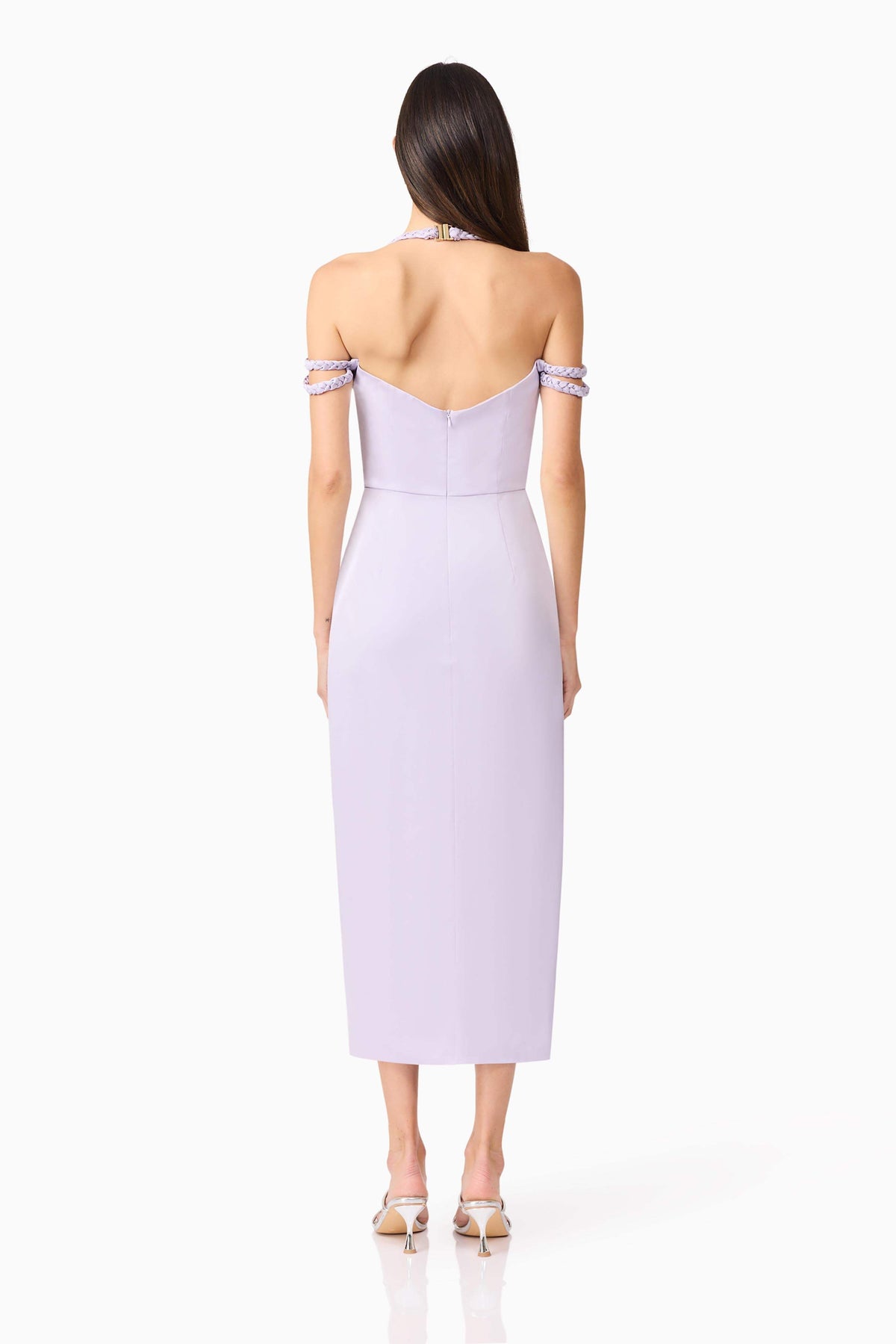 Anika Cowl Neck Midi Dress in Purple