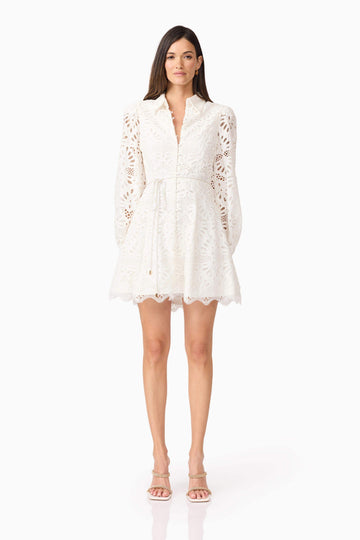 Carli Mini Shirt Dress in White