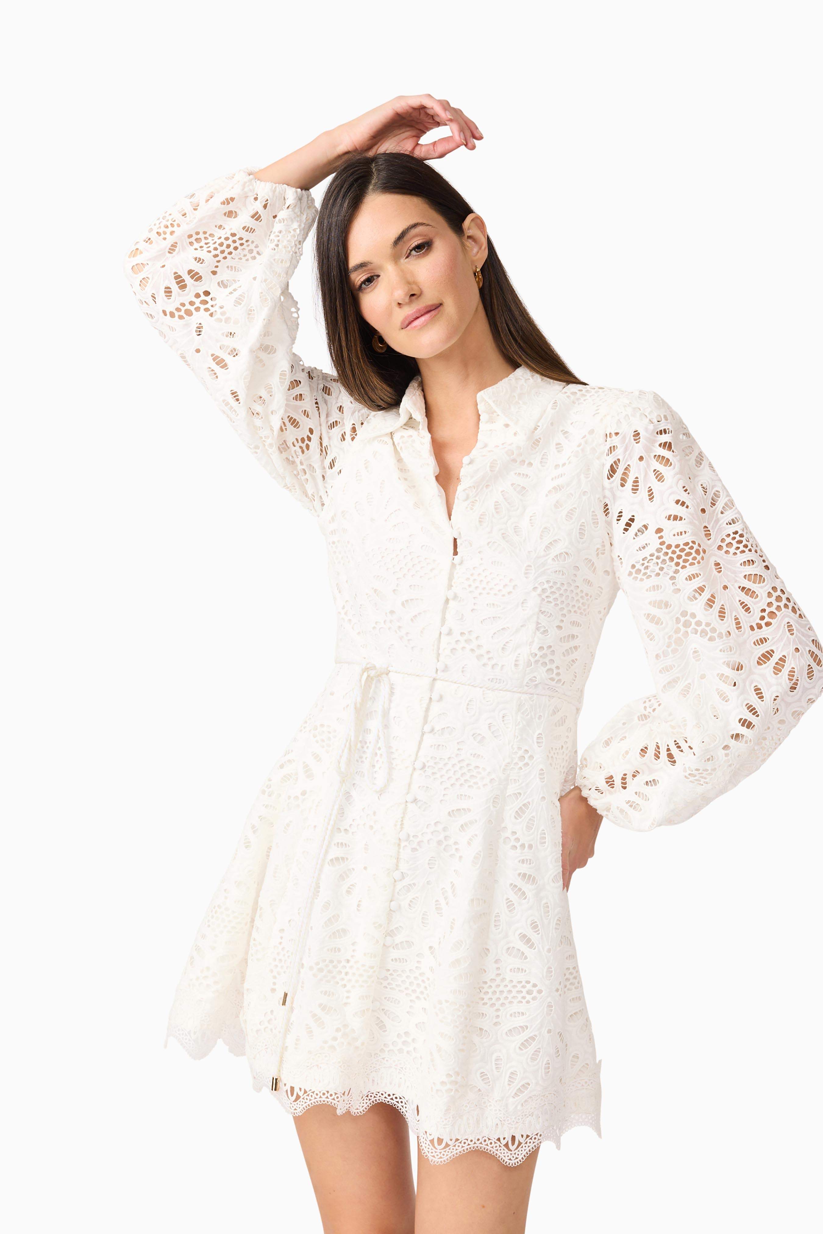 Carli Mini Shirt Dress in White