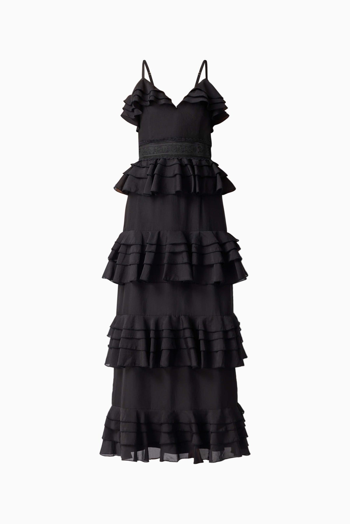 Lucinda Tiered Gown in Black