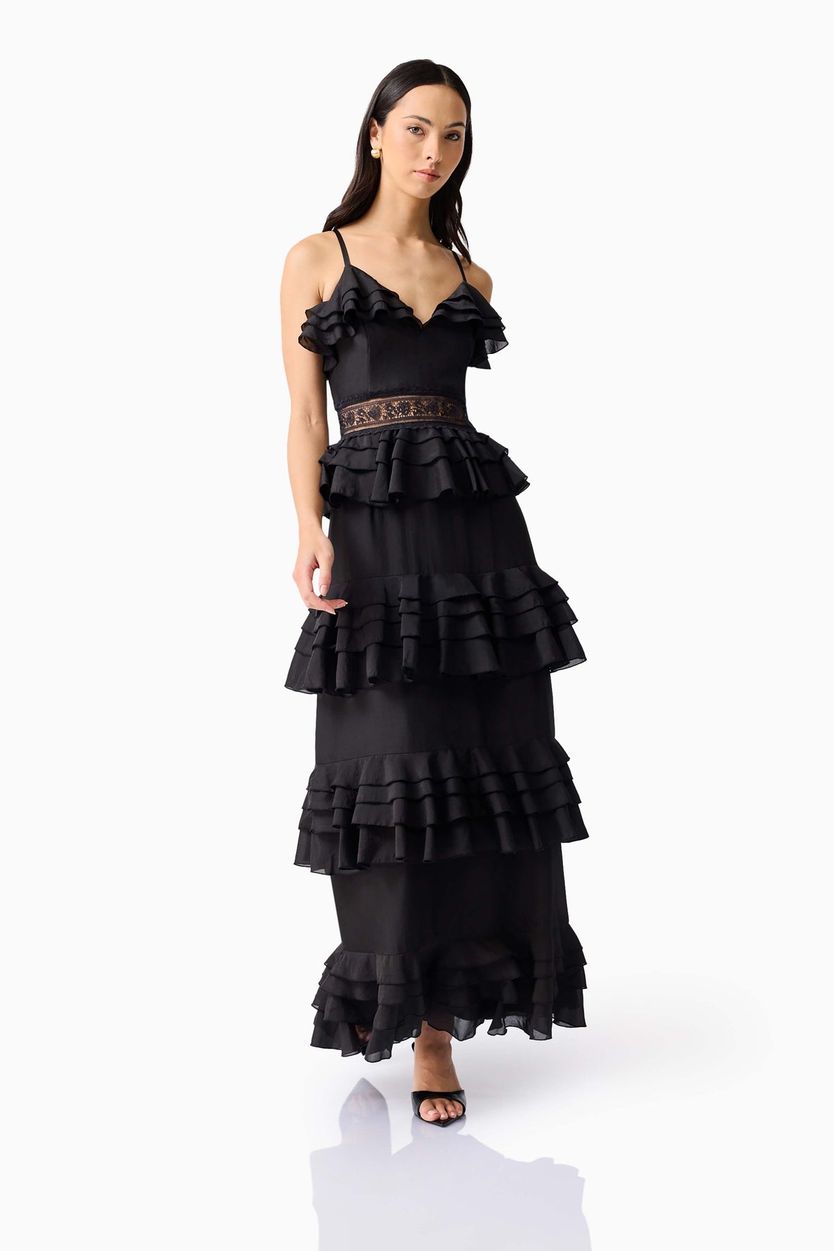Lucinda Tiered Gown in Black