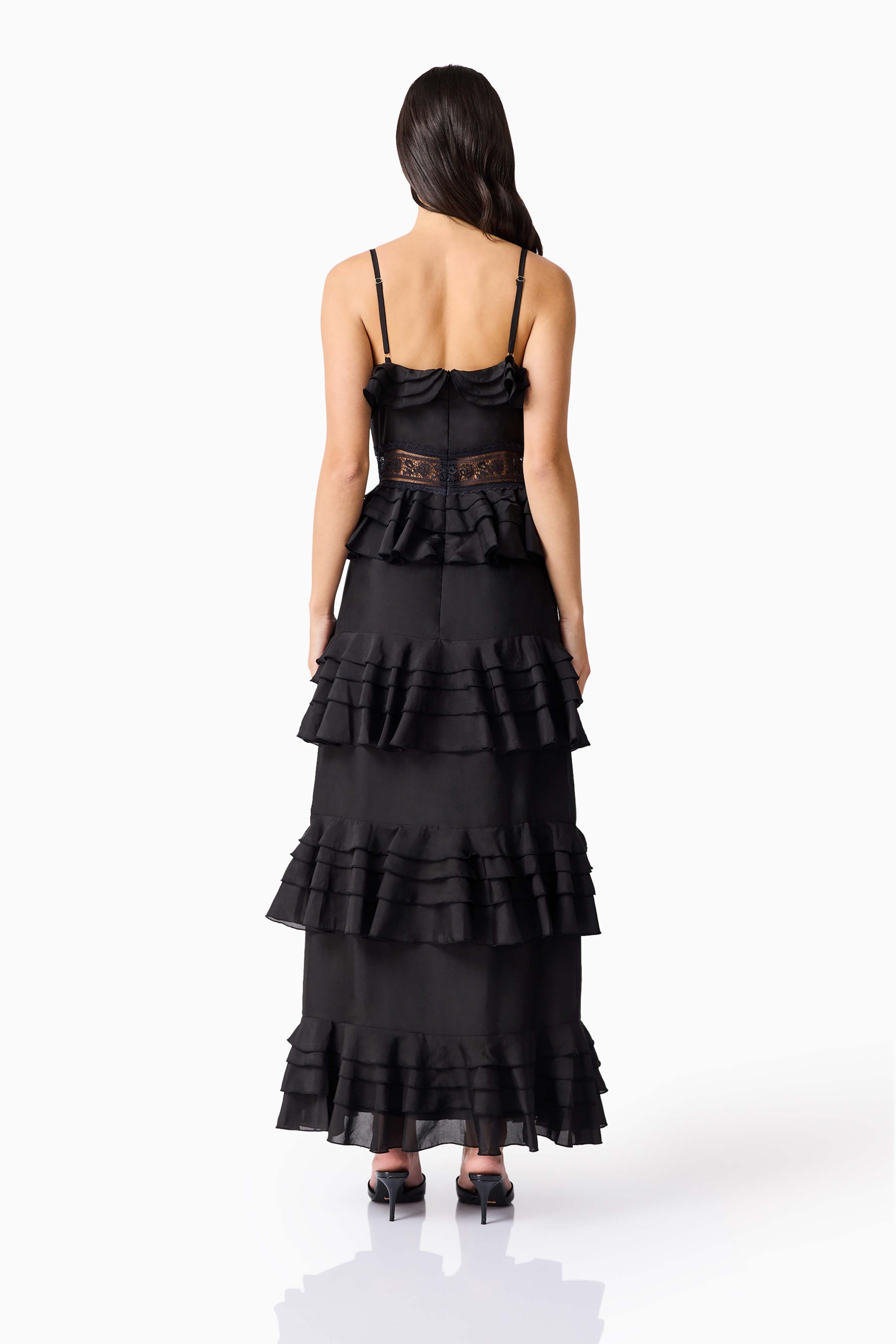 Lucinda Tiered Gown in Black