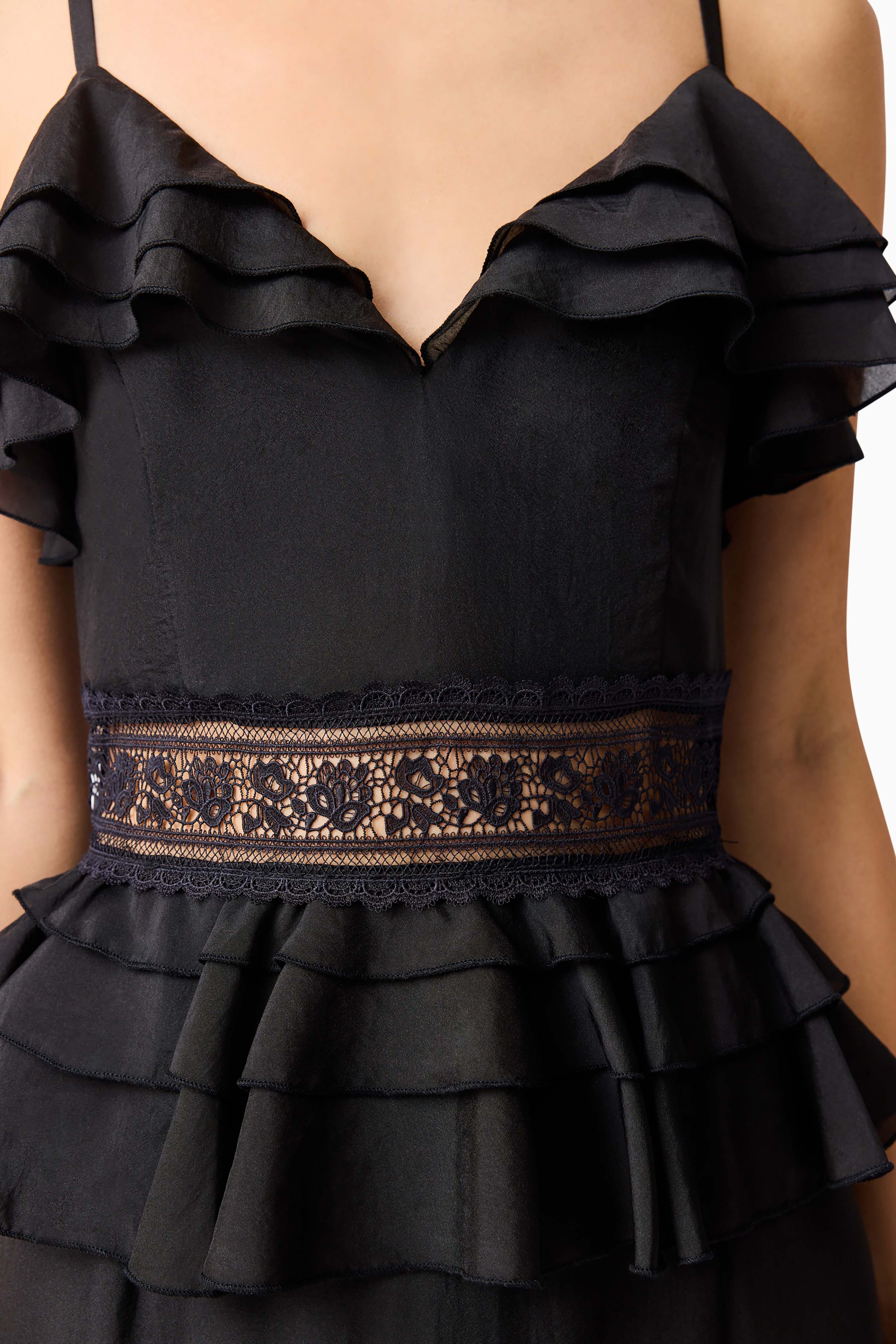 Lucinda Tiered Gown in Black