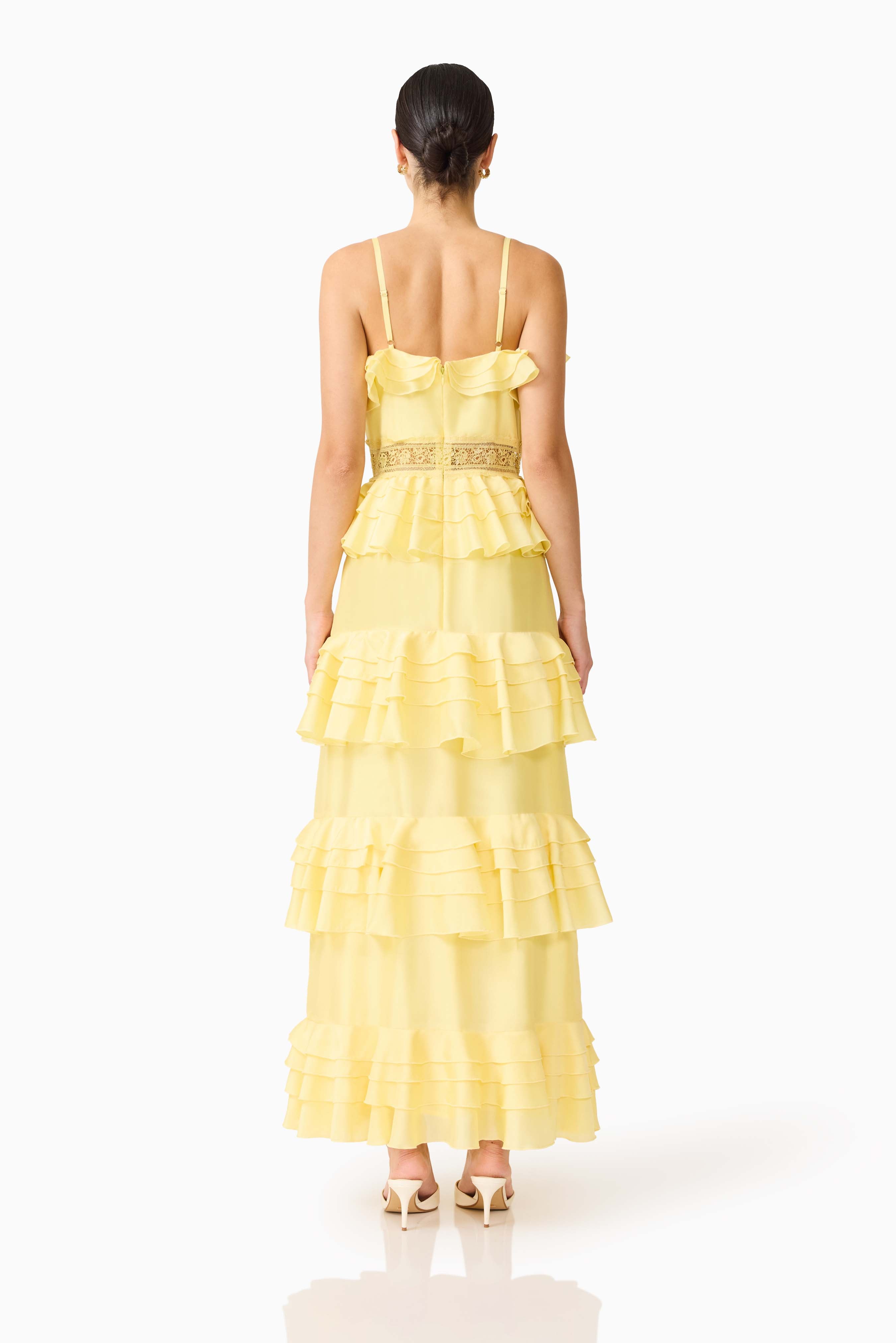 Lucinda Tiered Gown in Lemon Yellow