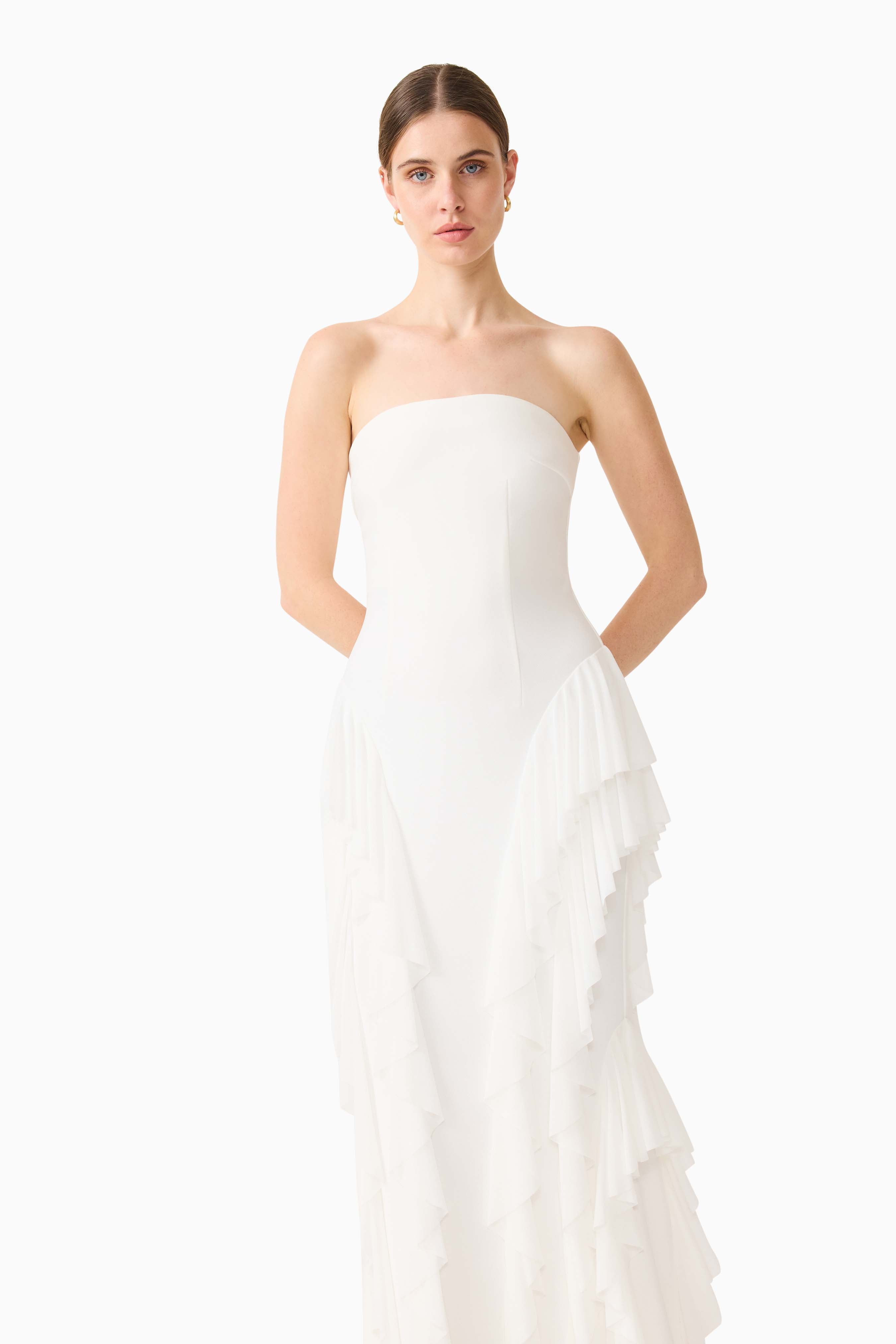 Amelina Strapless Gown in White