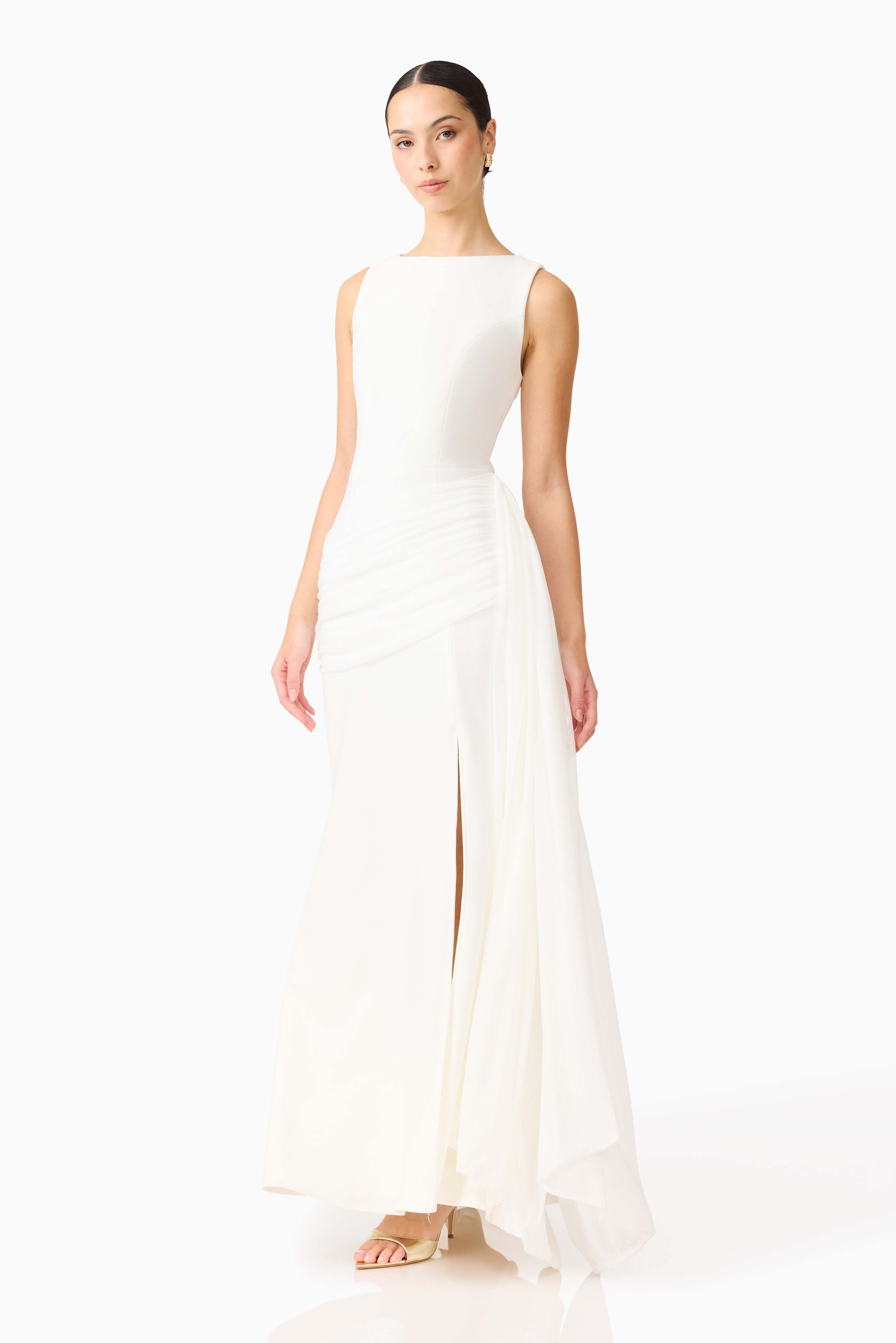 Amelina Sash Gown in White