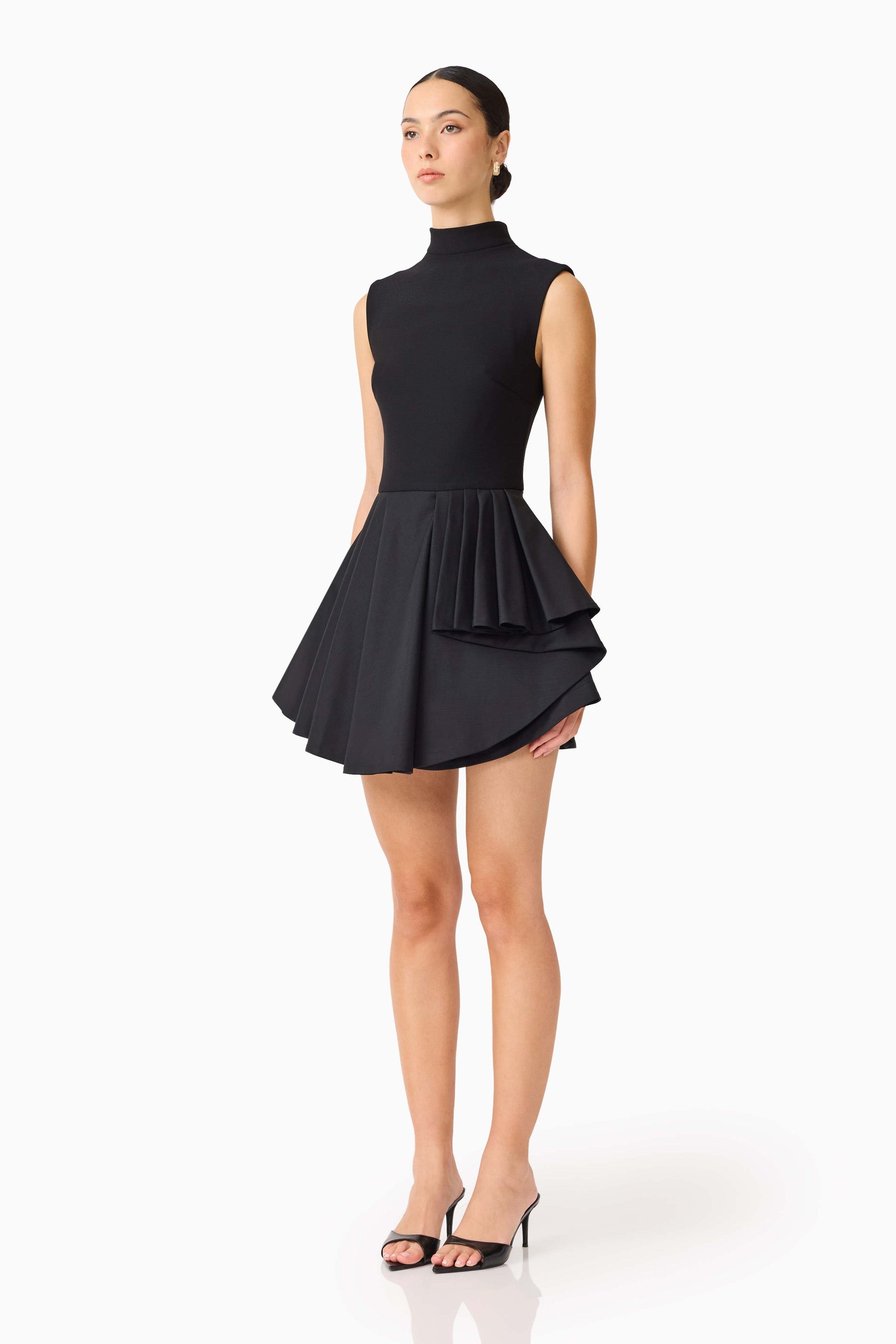 Nydia A-Line Mini Dress in Black